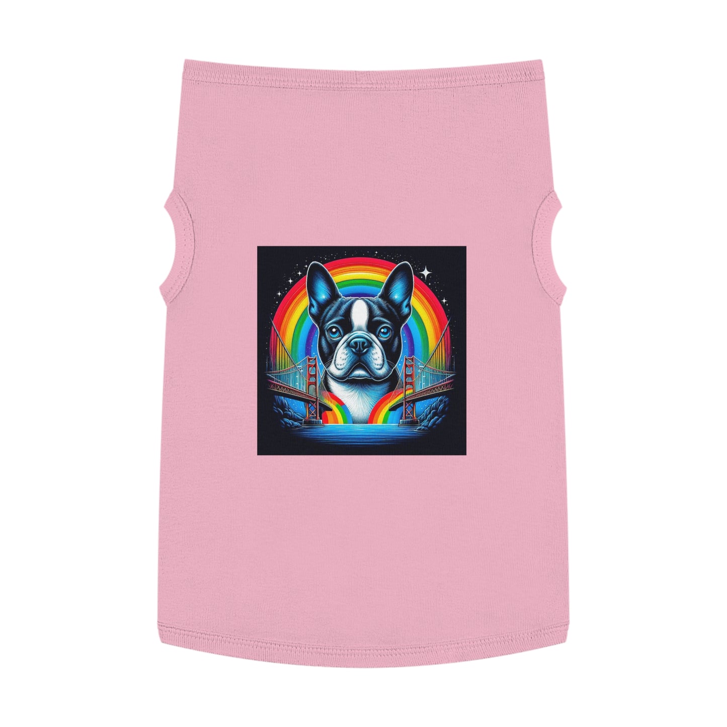 Pet Tank Top Boston Terrier Bright Rainbow Bridge Pets Printify XL Pink 