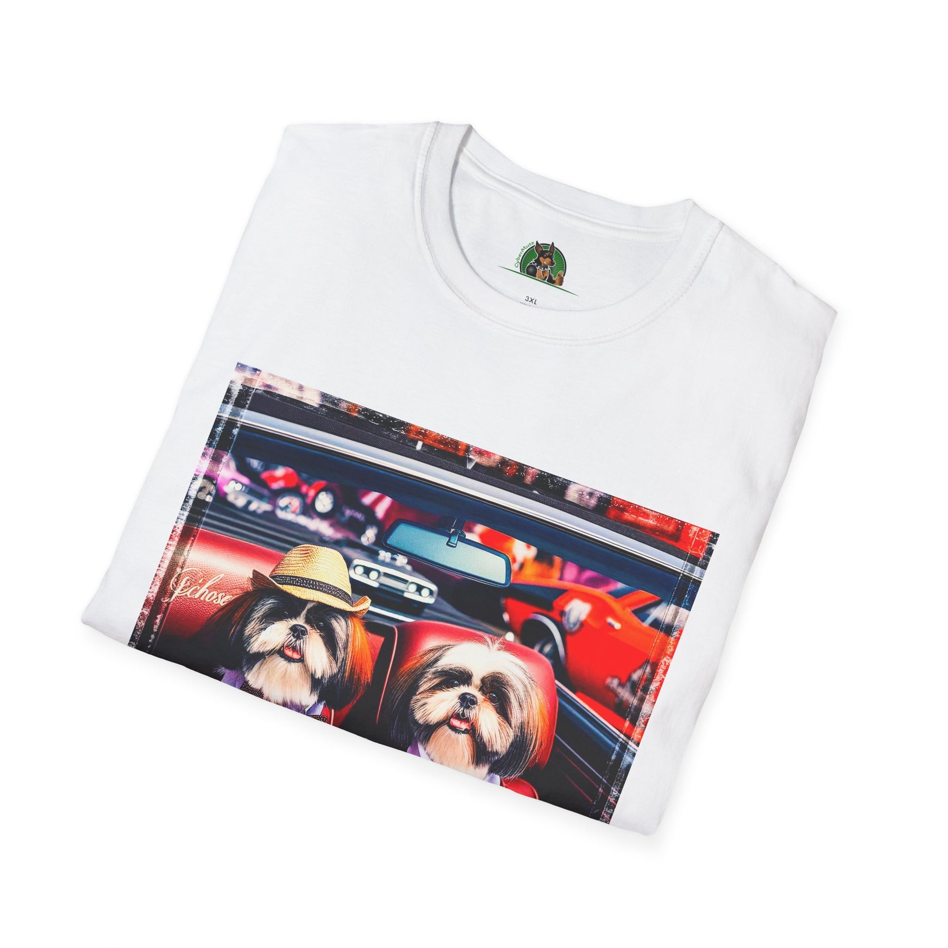 Wacky Shih Tzu driving frirbfs T-Shirt Printify
