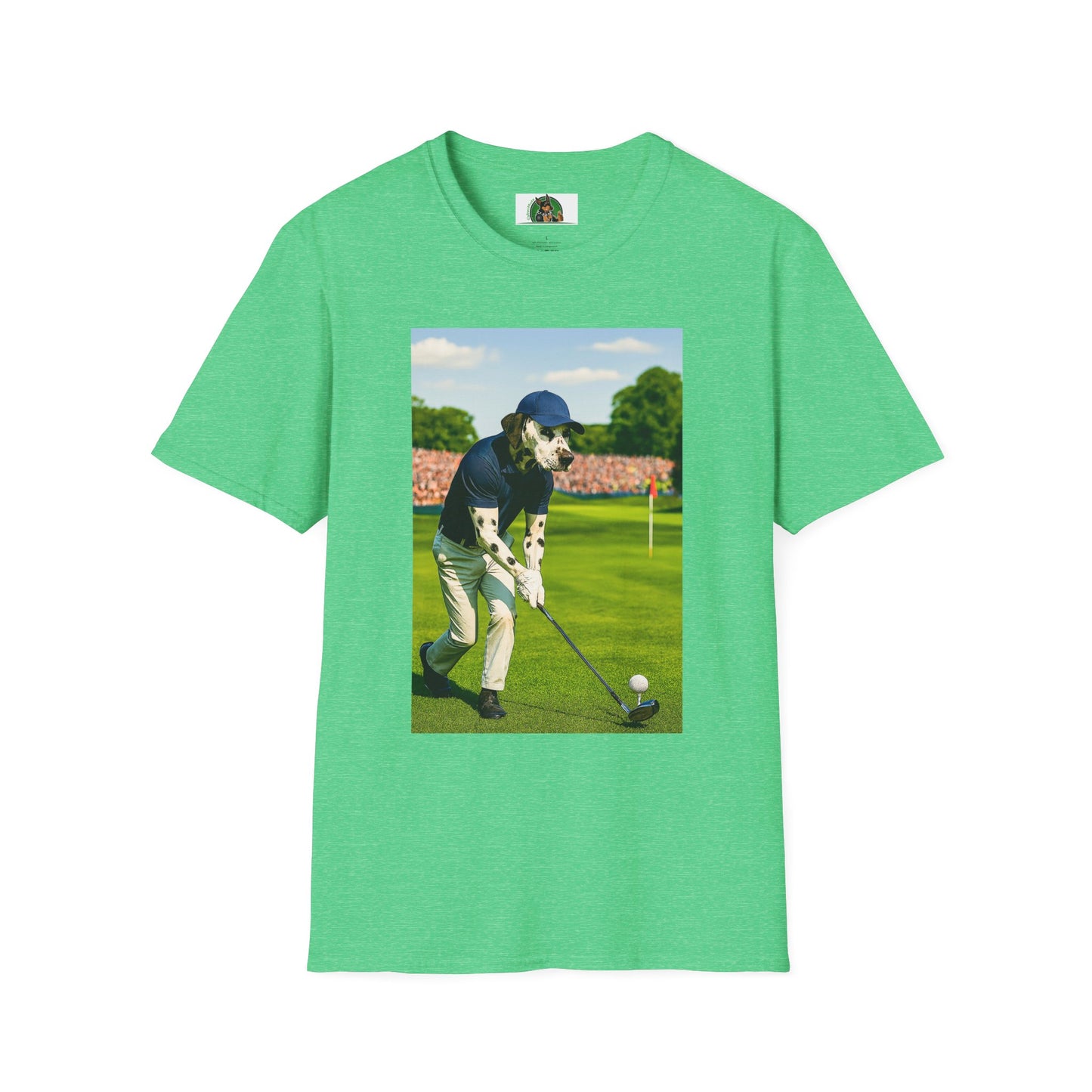 Golf Dalmatian Sports T-Shirt T-Shirt Printify Heather Irish Green S