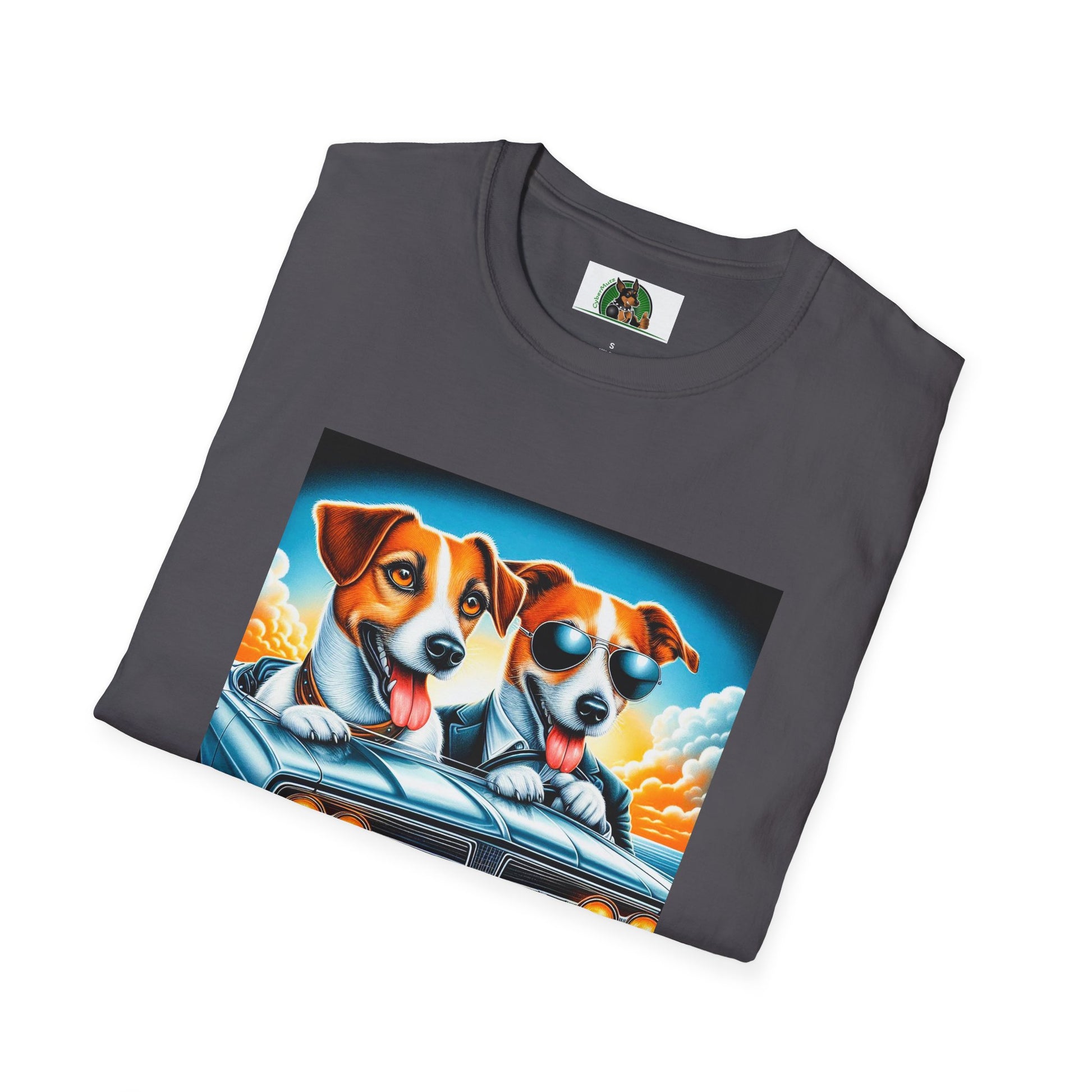 Wacky Jack Russell Father And Son Driving T-Shirt Printify