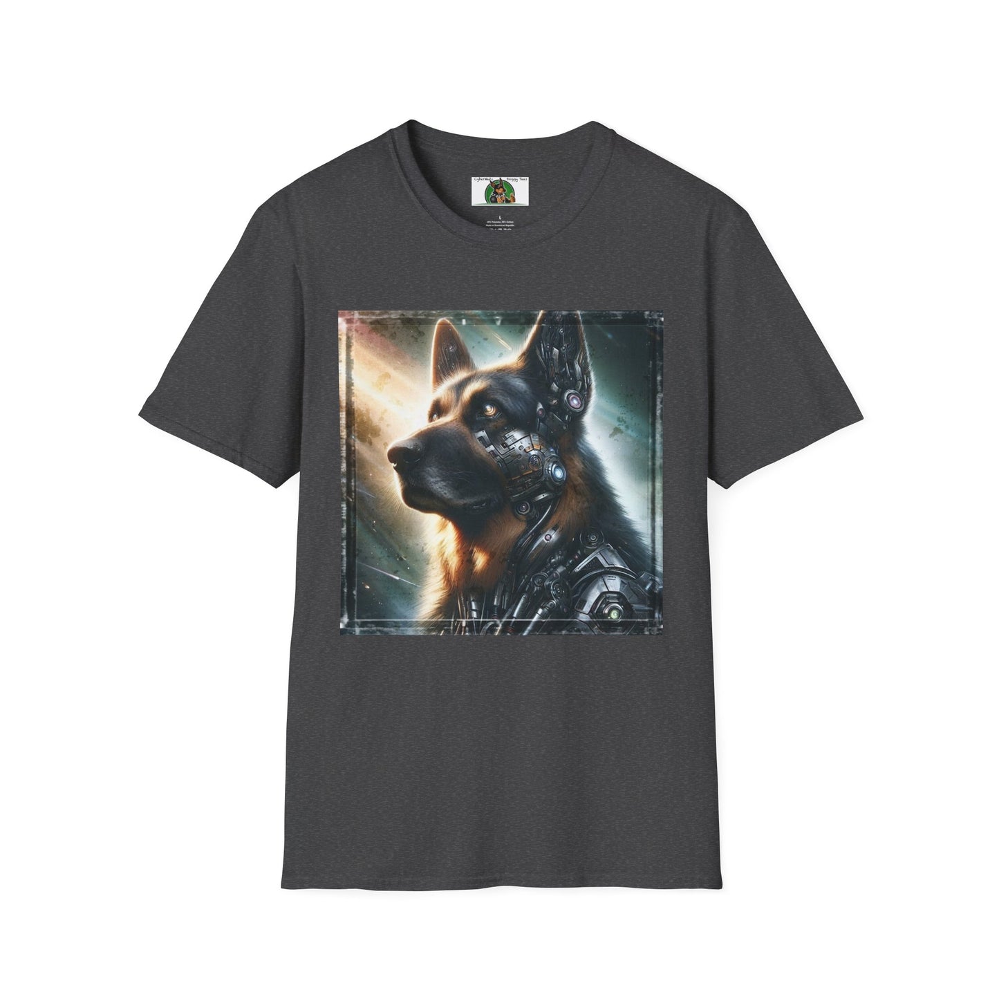 German Shepherd Robotic Dog  Unisex Softstyle T-Shirt T-Shirt Printify S Dark Heather 