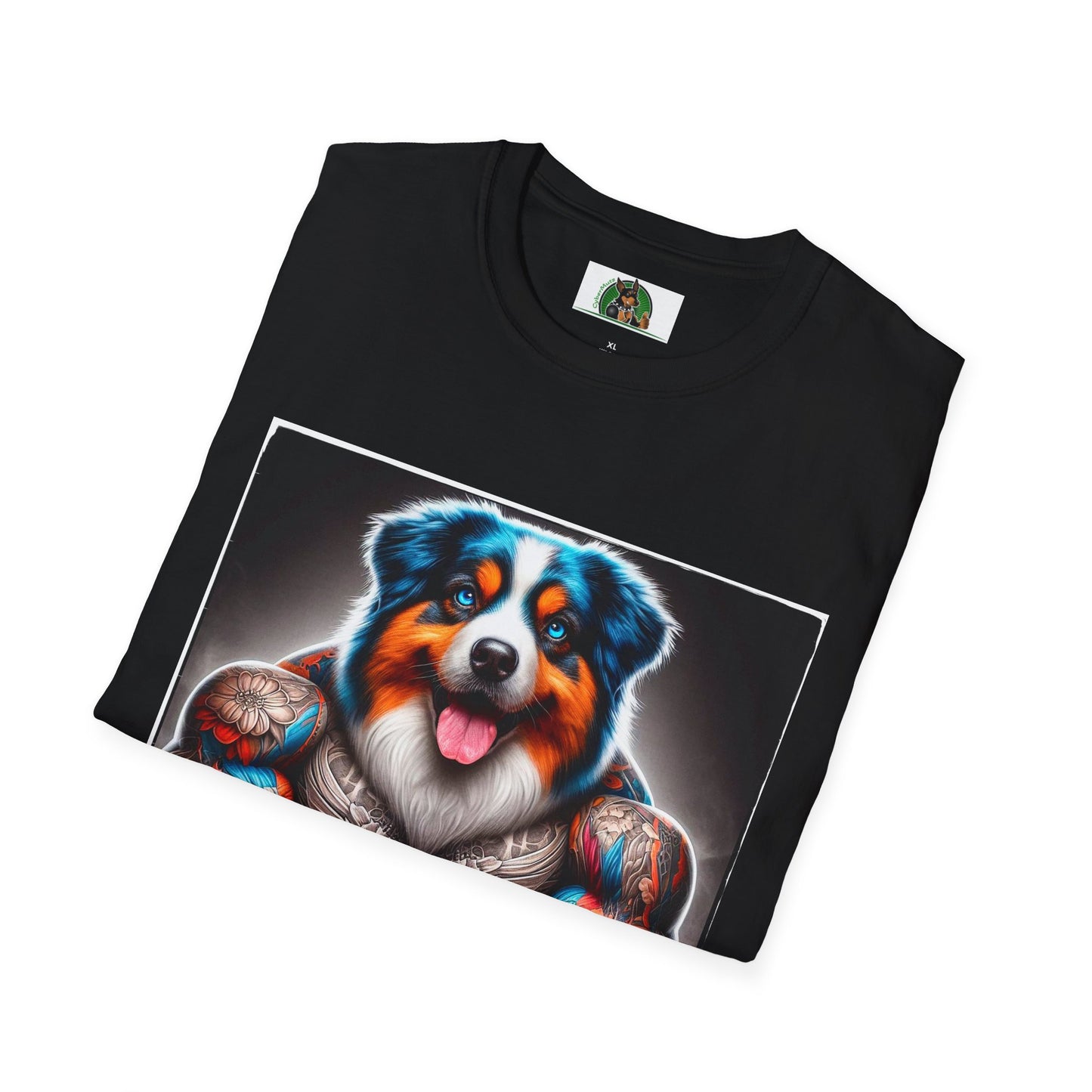 Australian Shepherd Bright Tattoo Buff Dog T-Shirt Printify   