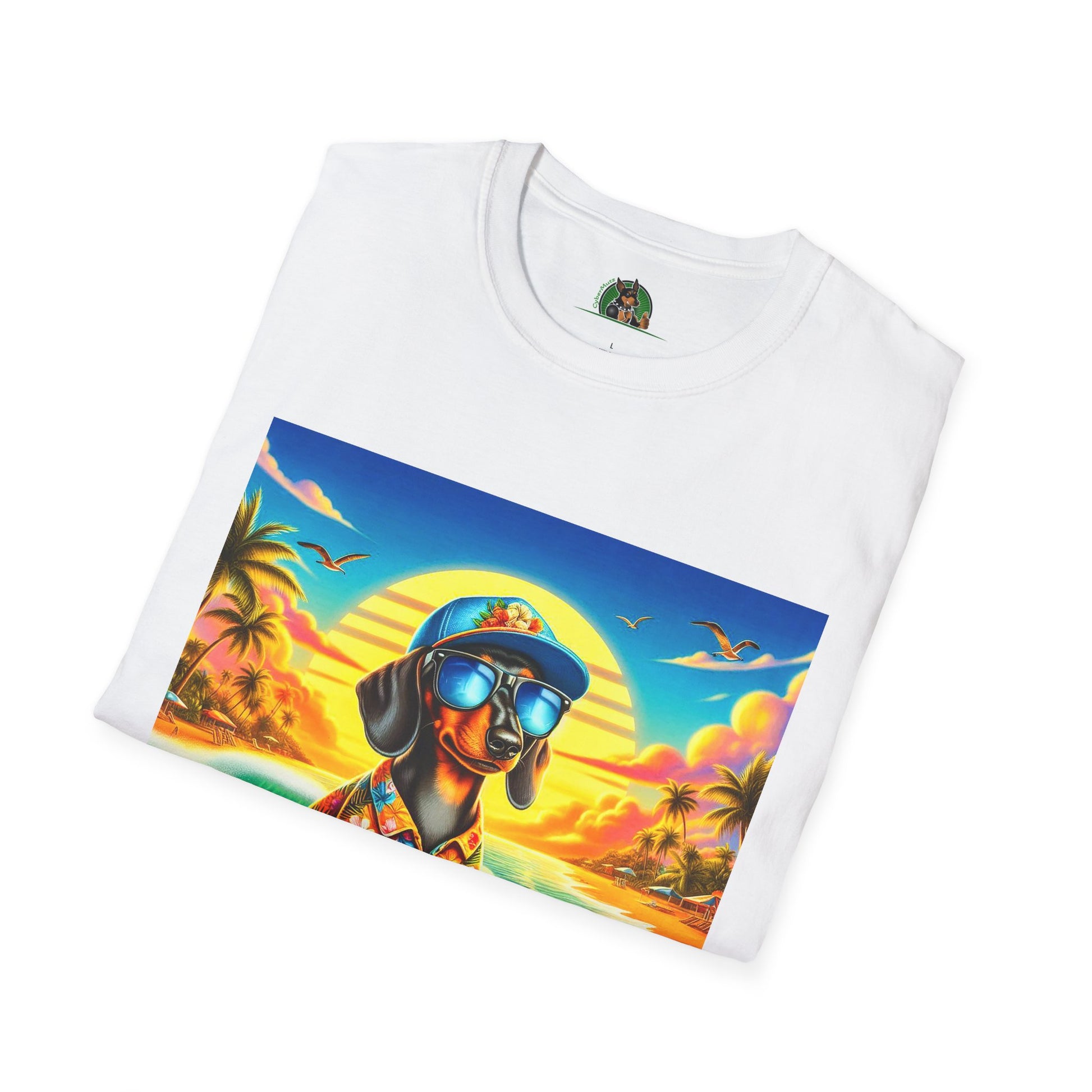 Dachshund crashing waves t shirt T-Shirt Printify