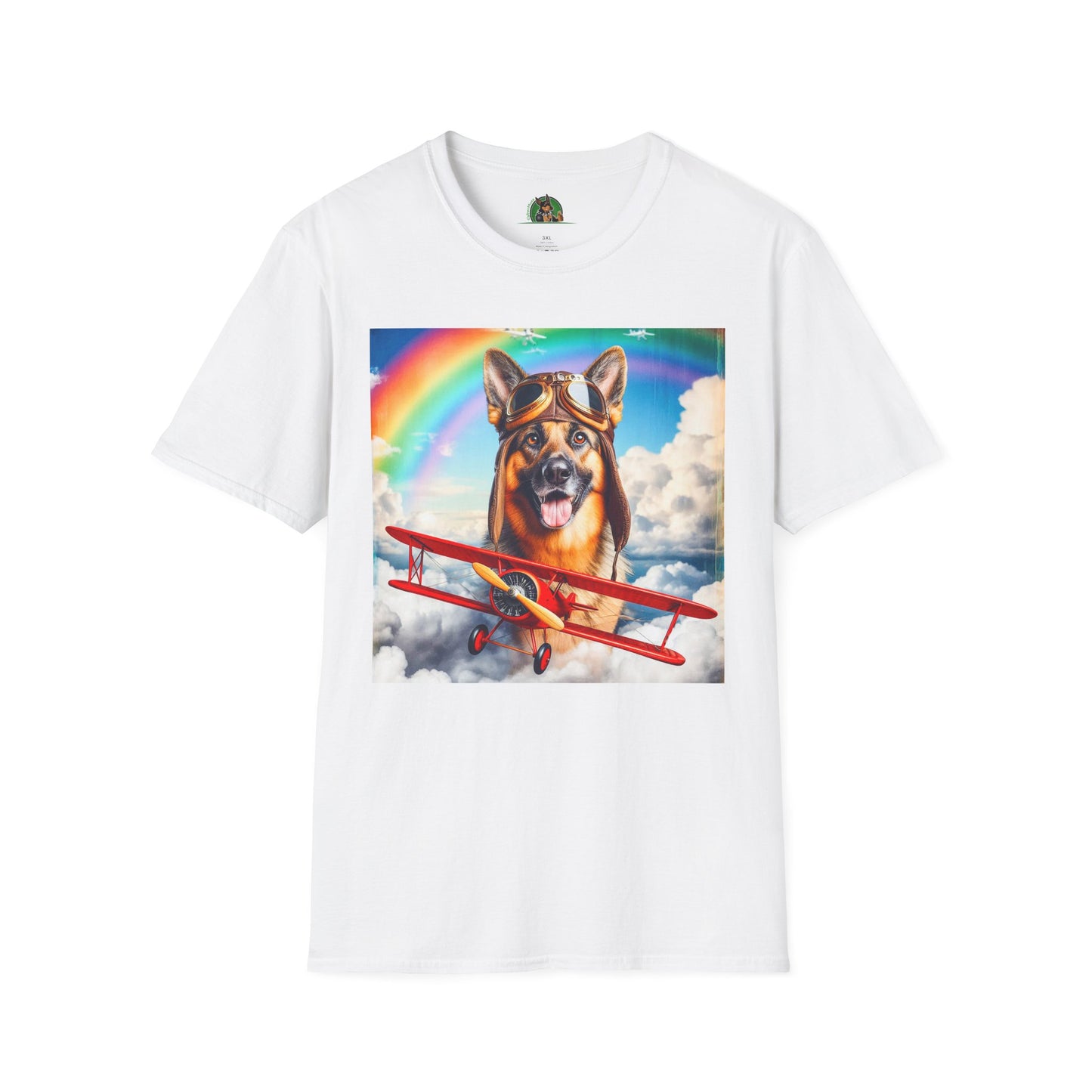 German Shepherd airplane flying T-Shirt Printify White S