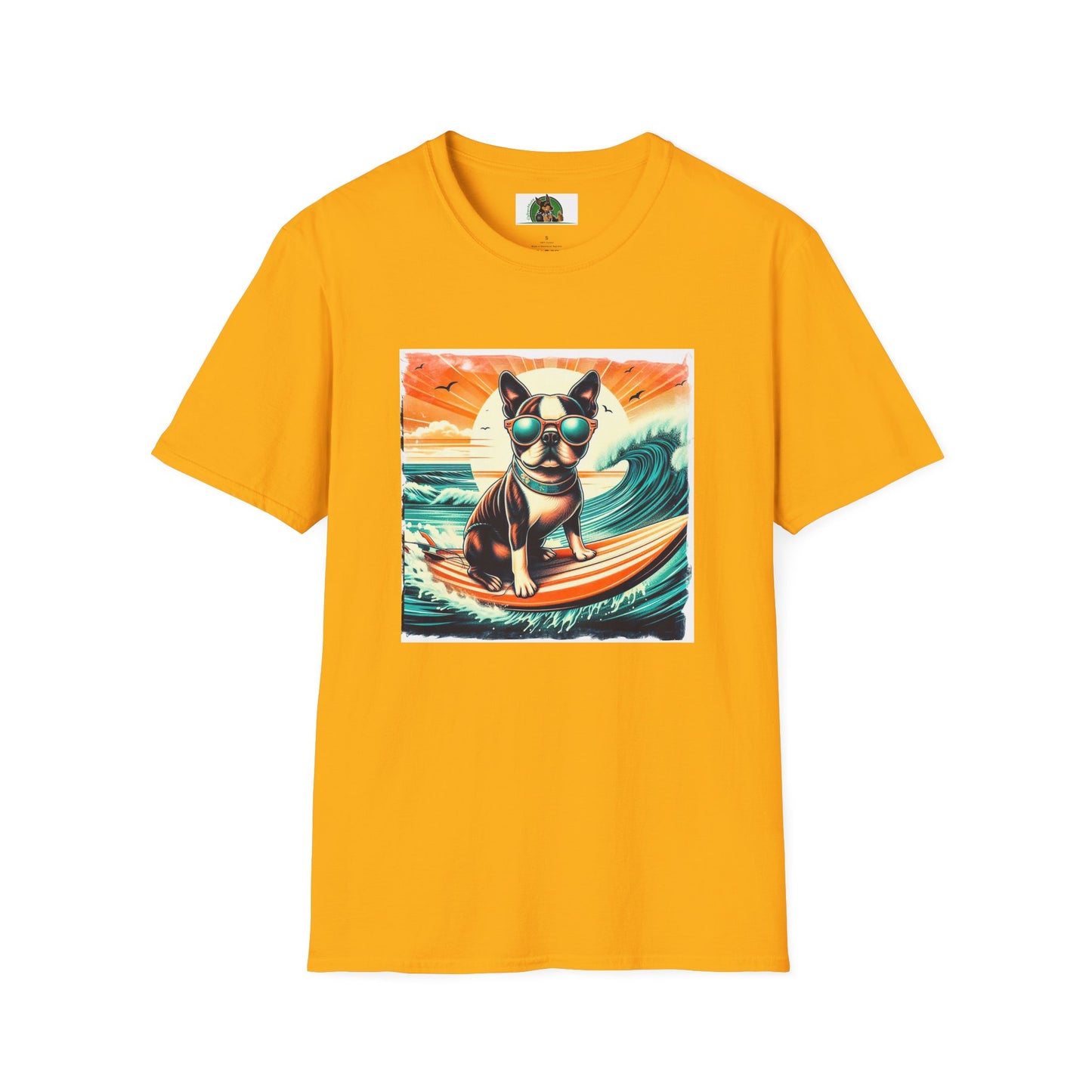 Boston Terrier Sunset Surfer Dog Shirt