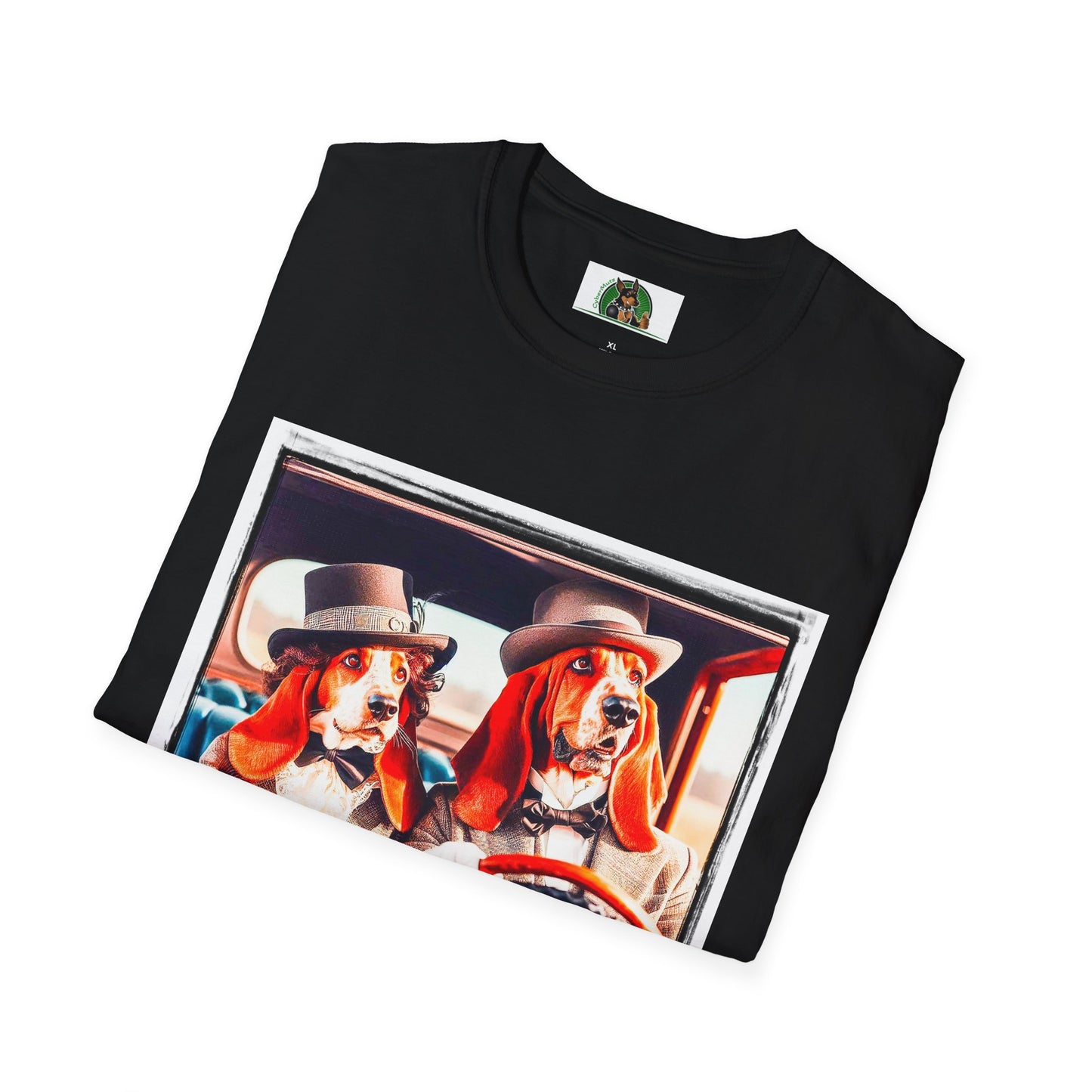 Wacky Basset Hounds Sunday Driving Old Car T-Shirt Printify