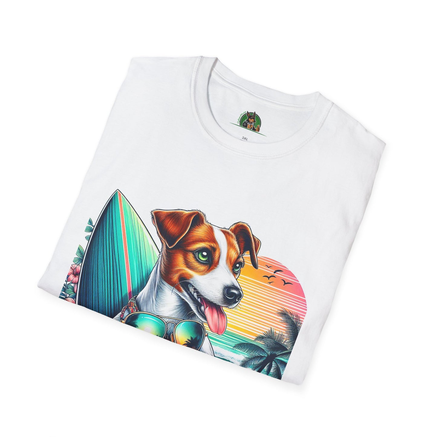 Jack Russell Sunset Surfer T-Shirt Printify