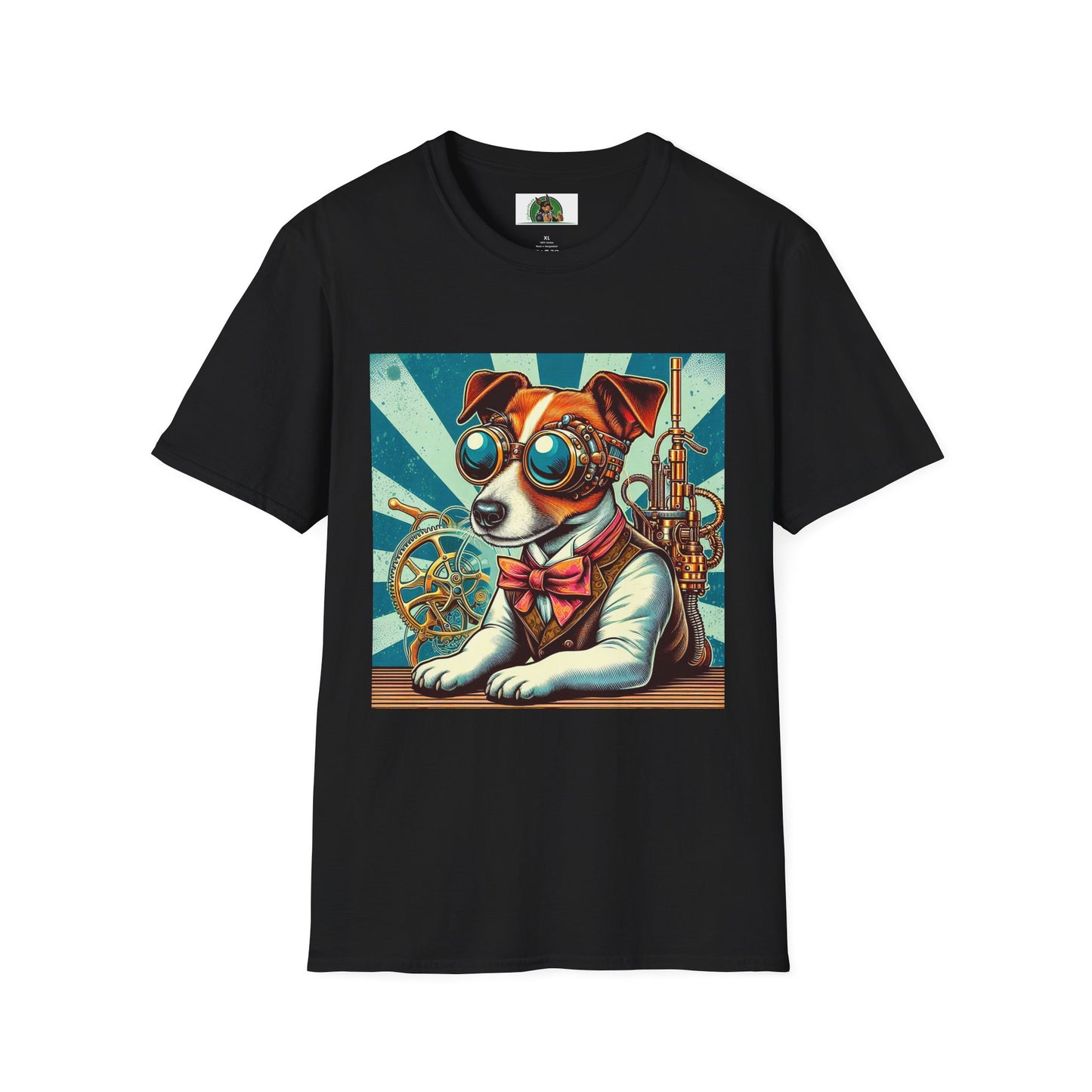 Jack Russell Steampunk Working T-Shirt Printify S Black