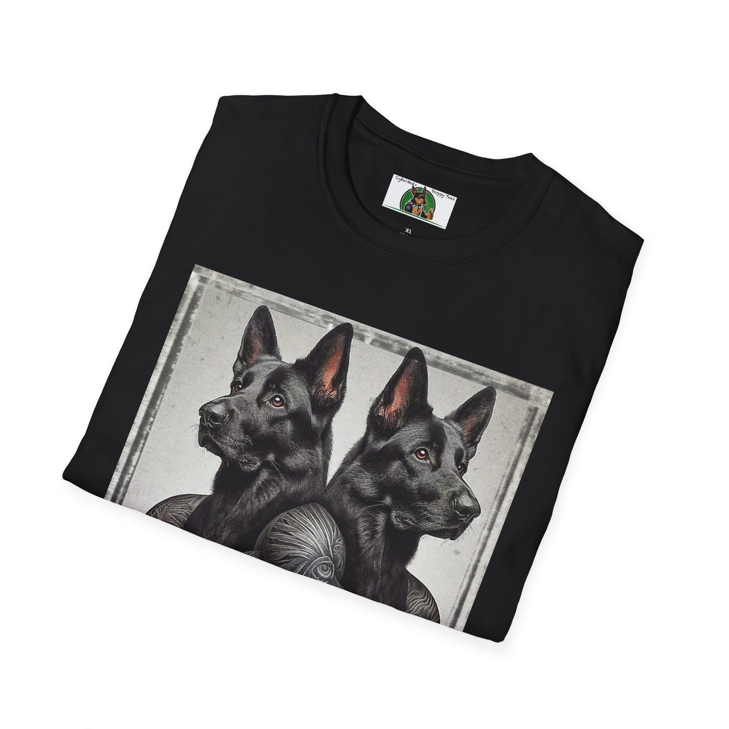 Muscle Twins Black German Shepherds Unisex Softstyle T-Shirt