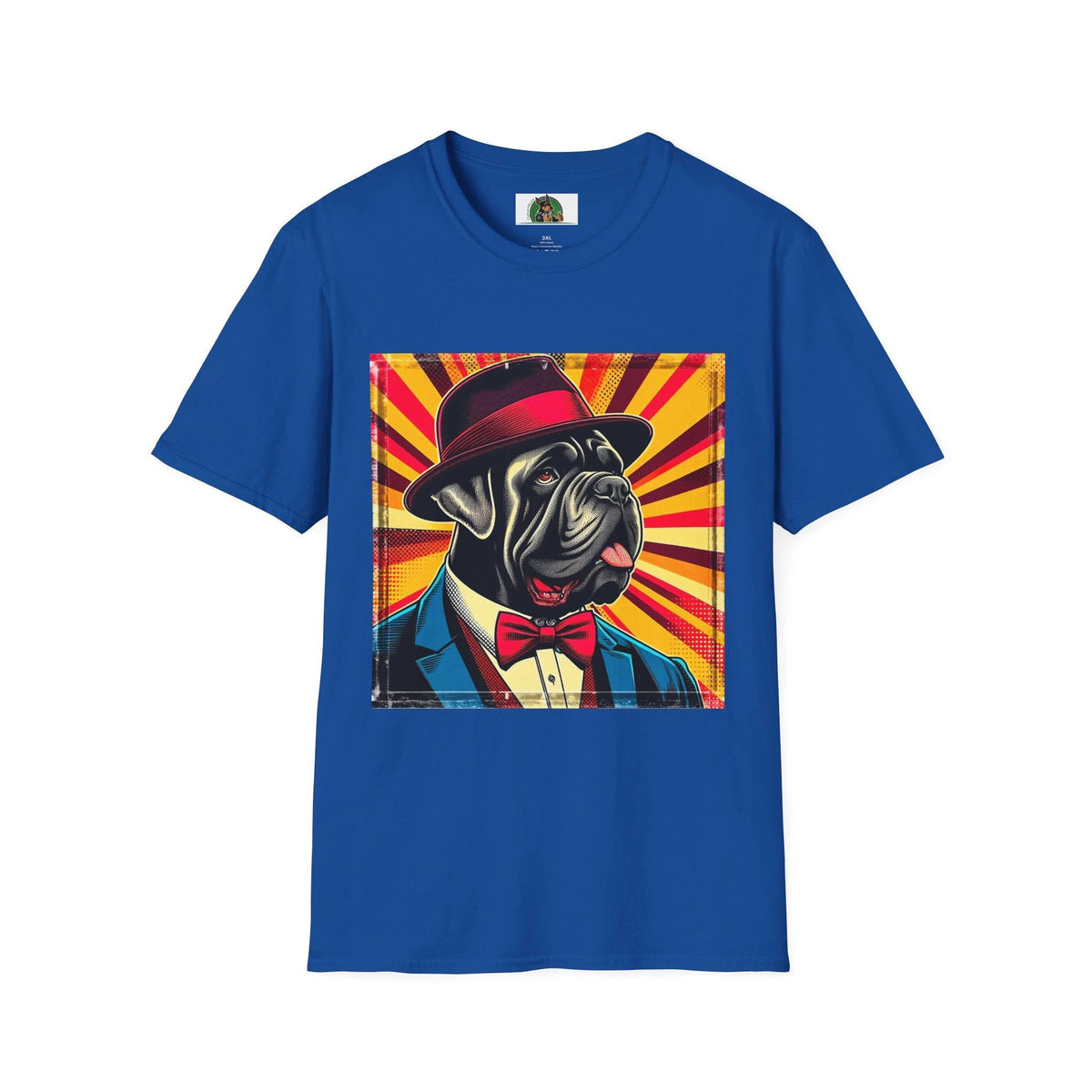 Cane Corso Dog in Suit and Hat Graphic Tee Italian Mastiff Pet Shirt for Dog Lovers Gift Idea T-Shirt Printify XS Royal