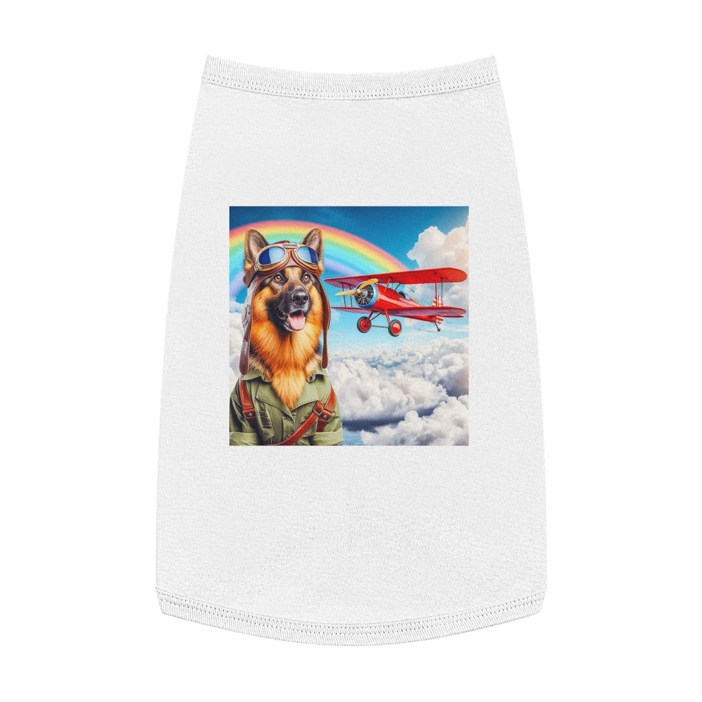 German Shepherd airplane pilot shirt Pets Printify L White
