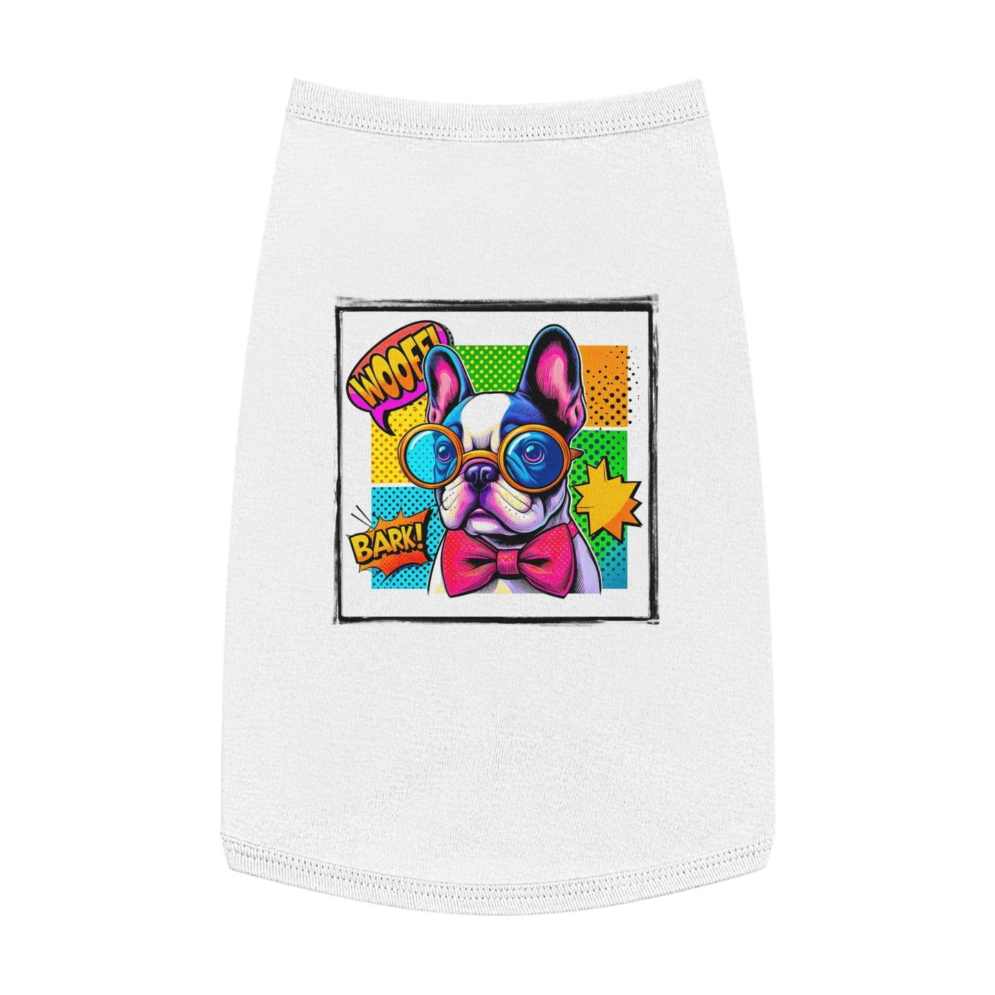 Wacky Pet Tank Top French Bulldog comic book t shirt Pets Printify L White