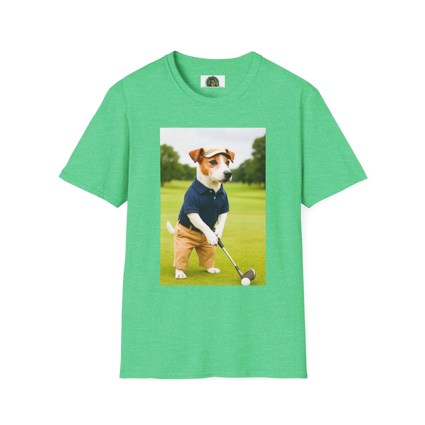 Jack Russell Golf Tee — Sports Dog T-Shirt T-Shirt Printify Heather Irish Green S