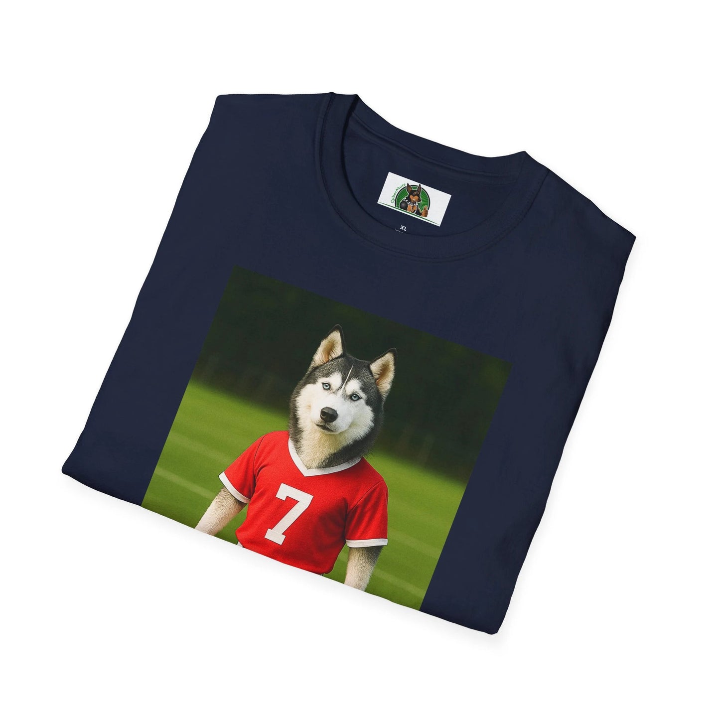 Husky Soccer T-Shirt — Sports Dog Playing Soccer Tee T-Shirt Printify