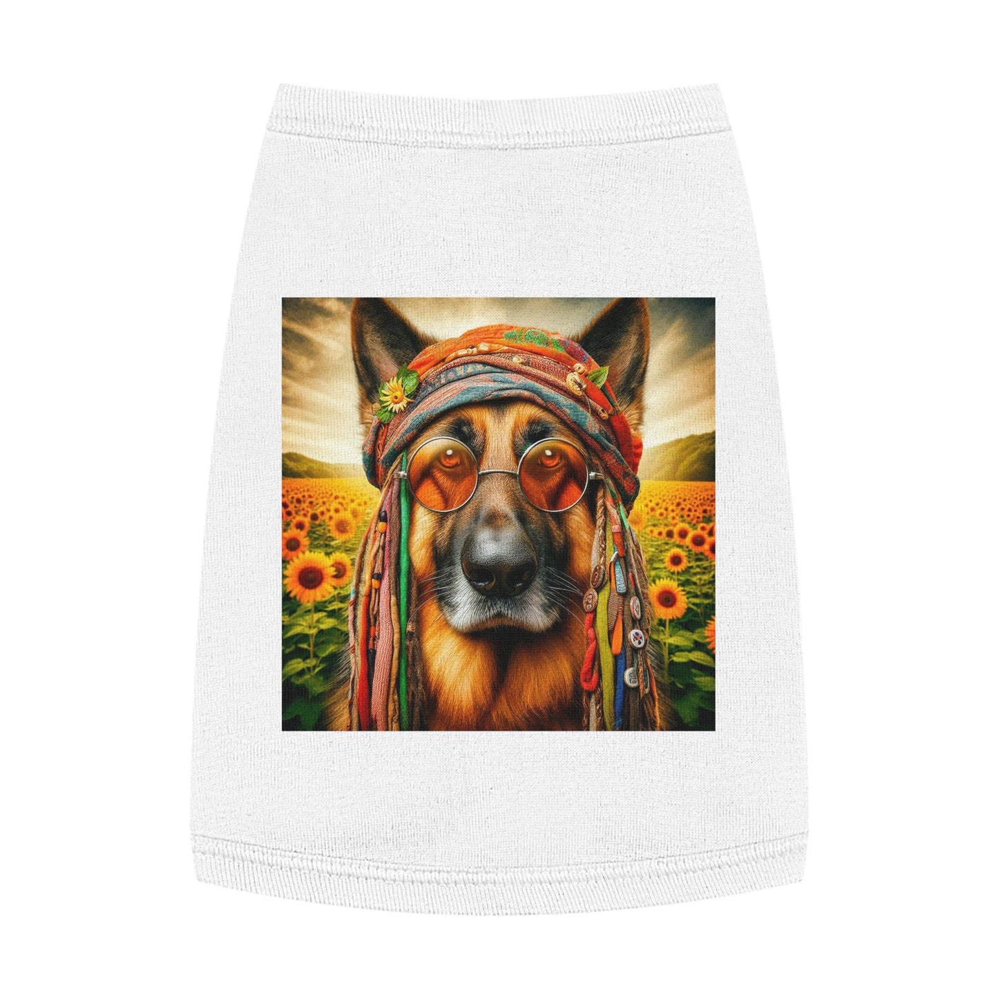 German Shepherd flower hippie Pets Printify M White