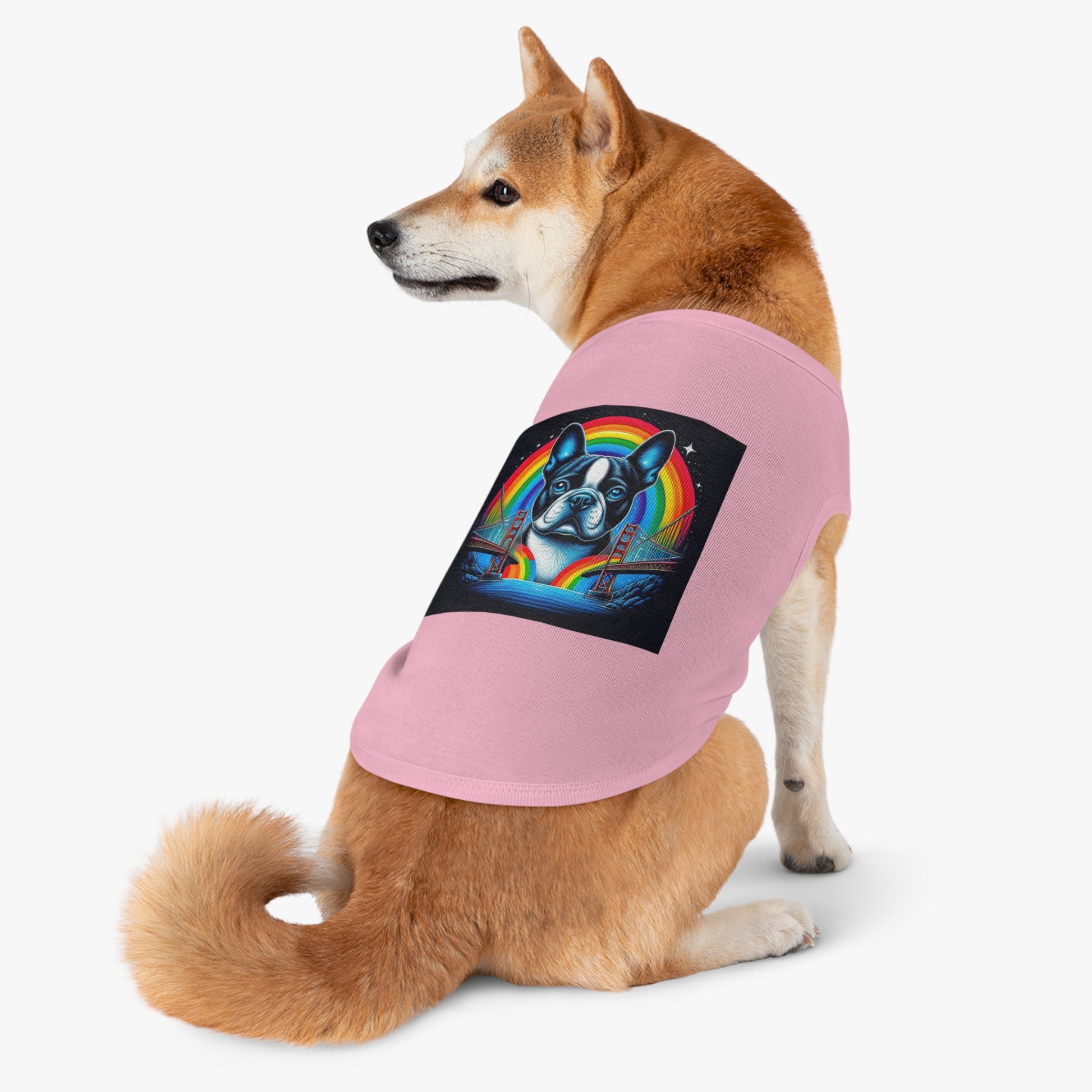 Pet Tank Top Boston Terrier Bright Rainbow Bridge Pets Printify   