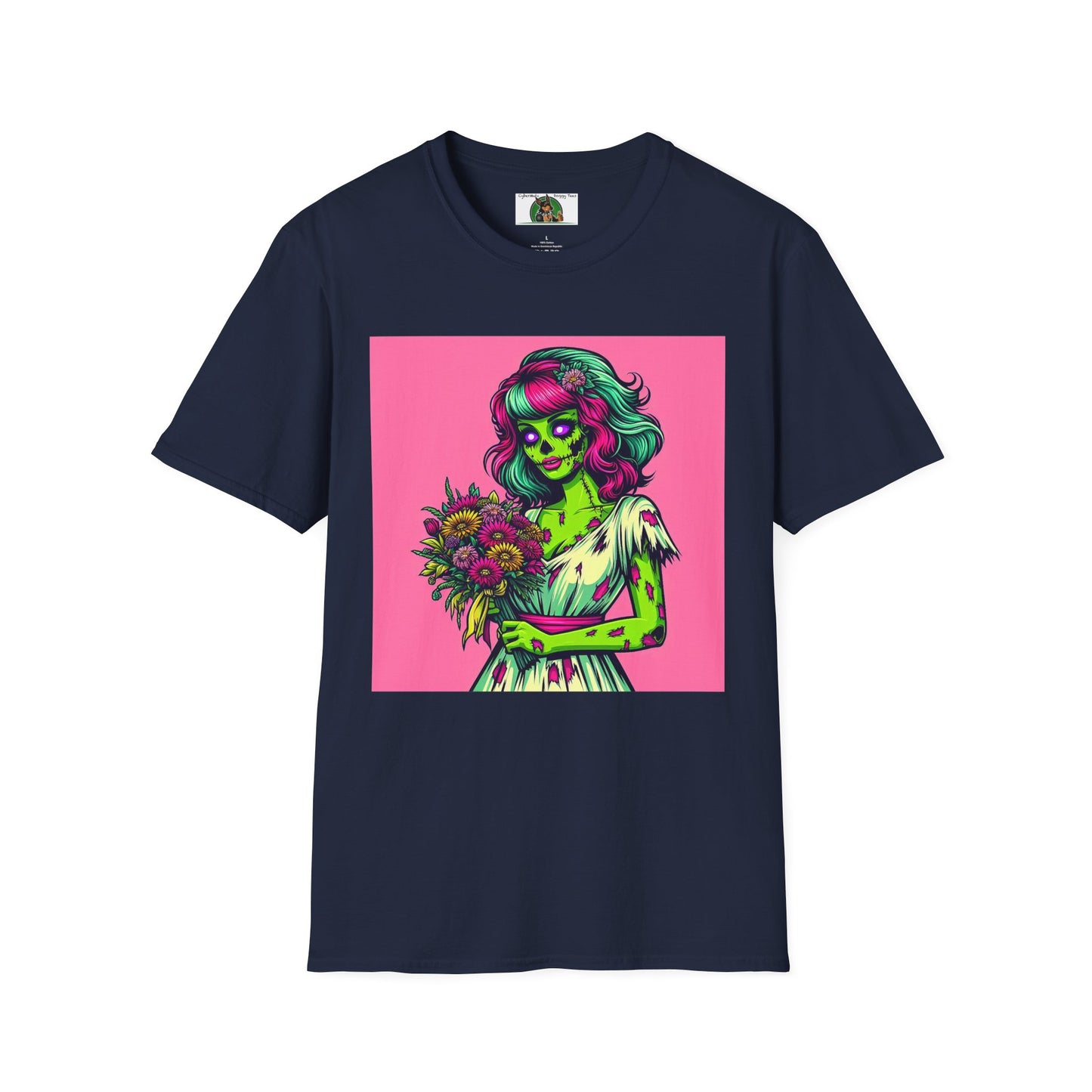 Wacky Zombie Pin Up Girl T-Shirt Printify Navy S 