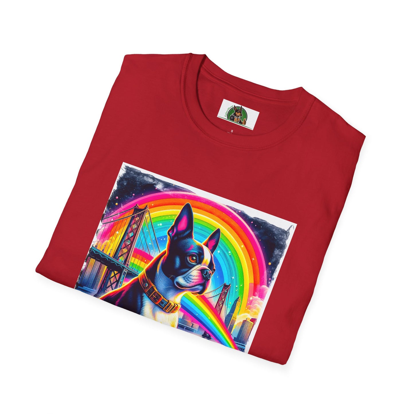 Boston Terrier Rainbow Bridge Dog At Beach T-Shirt Printify   