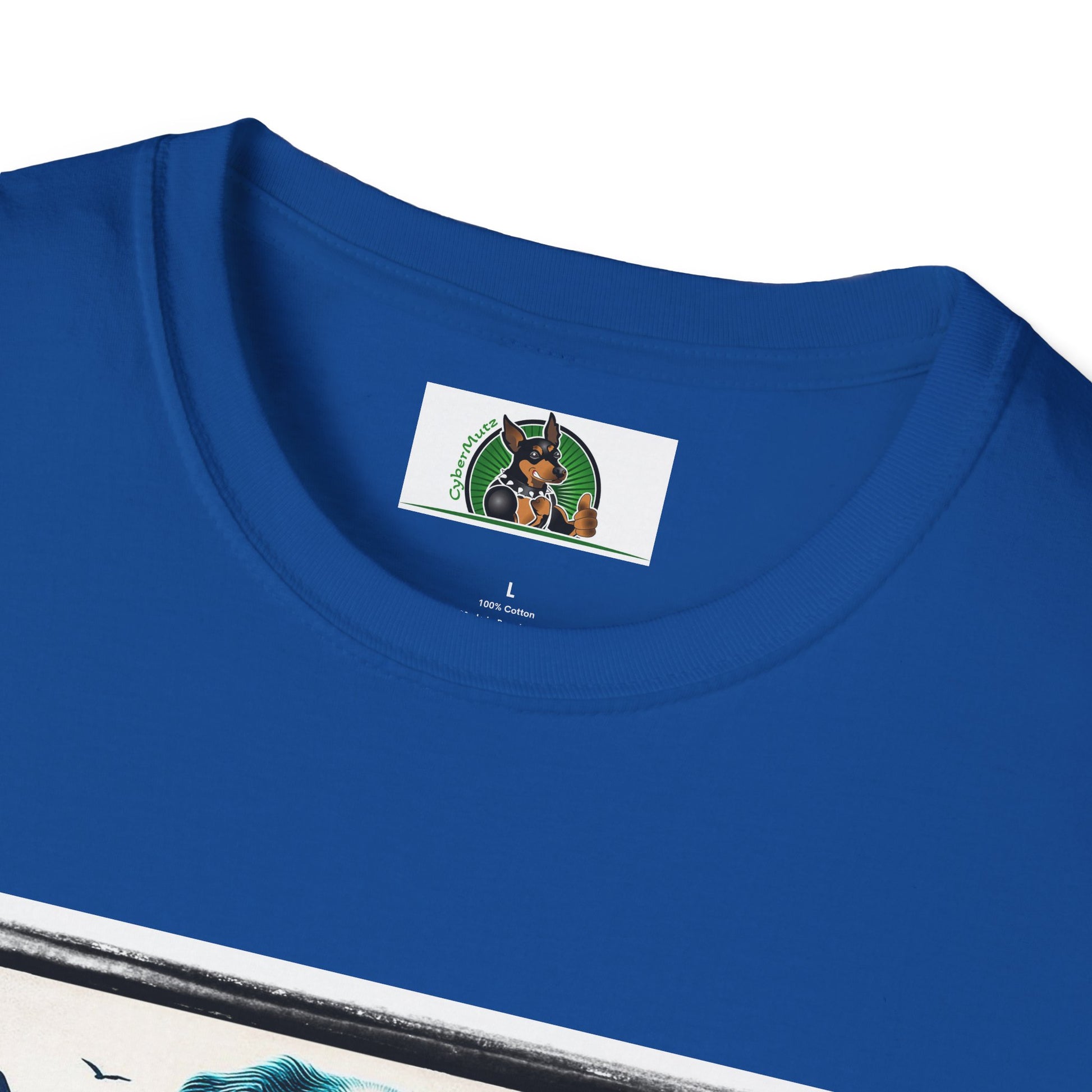 Australian Shepherd Turquoise Surf Board Beach Dog T-Shirt Printify