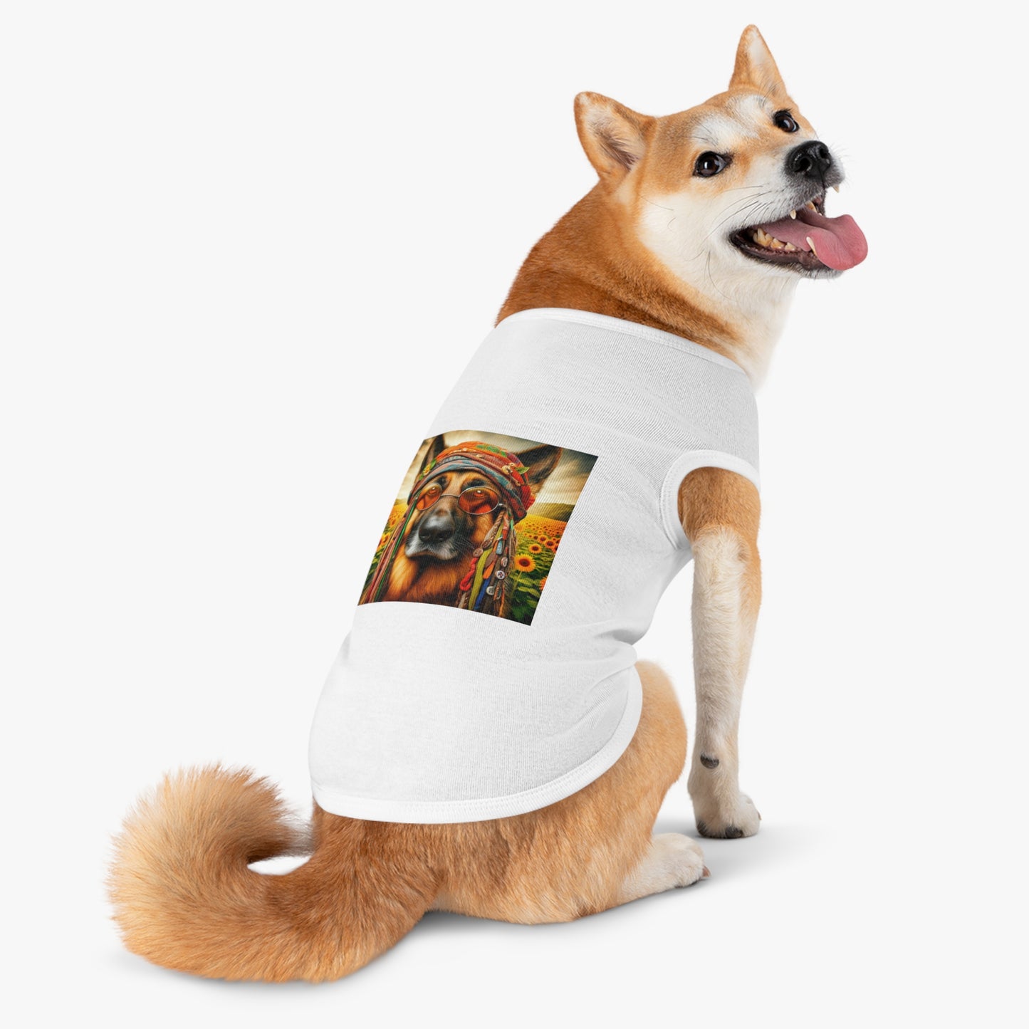 German Shepherd flower hippie