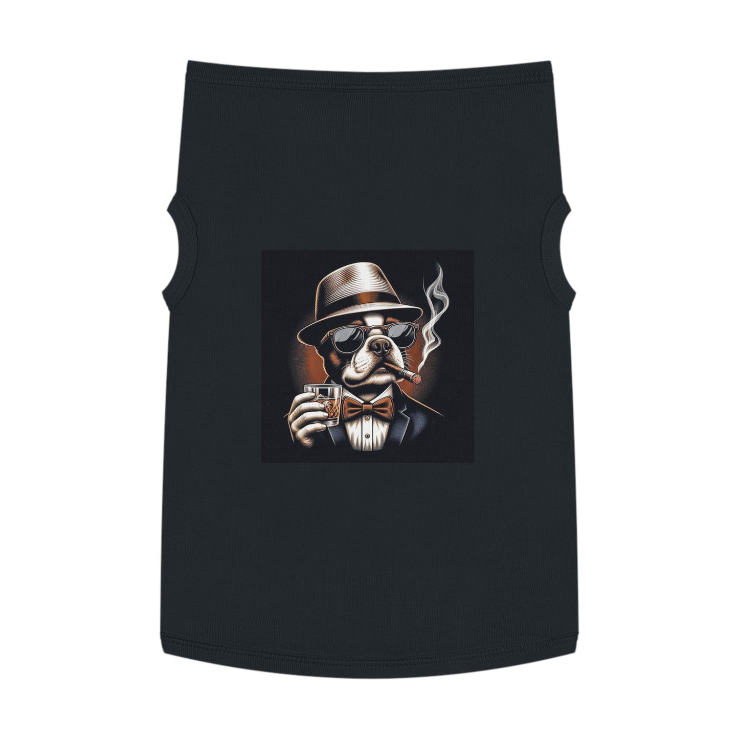 Pet Tank Top Boston Terrier Dog Smoking And Drinking Pets Printify XL Black 