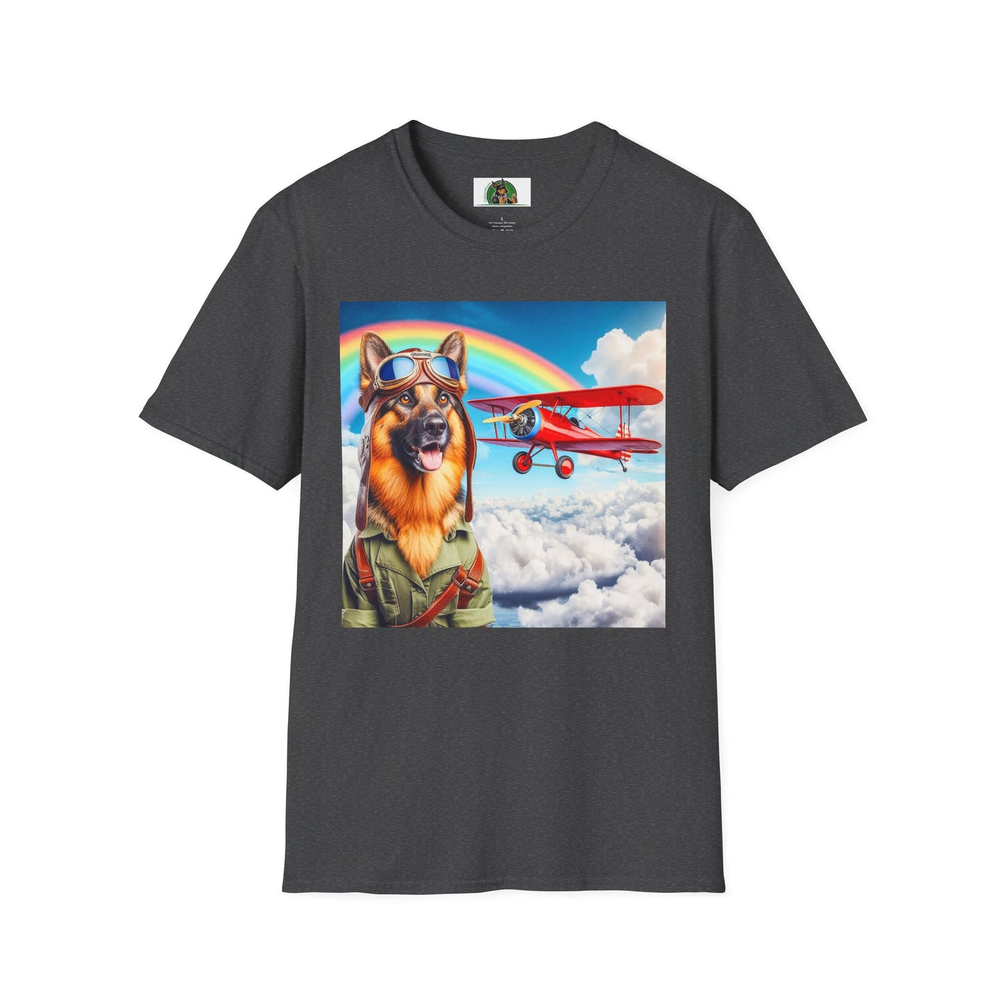 German Shepherd Pilot shirt T-Shirt Printify Dark Heather S