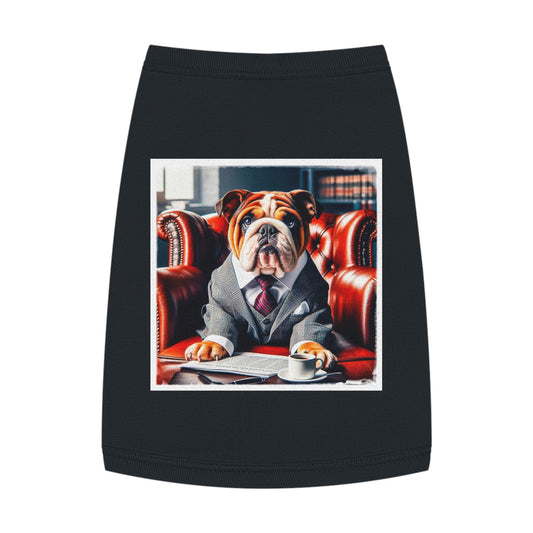 Pet Tank Top Bulldog sitting business man t shirt Pets Printify M Black