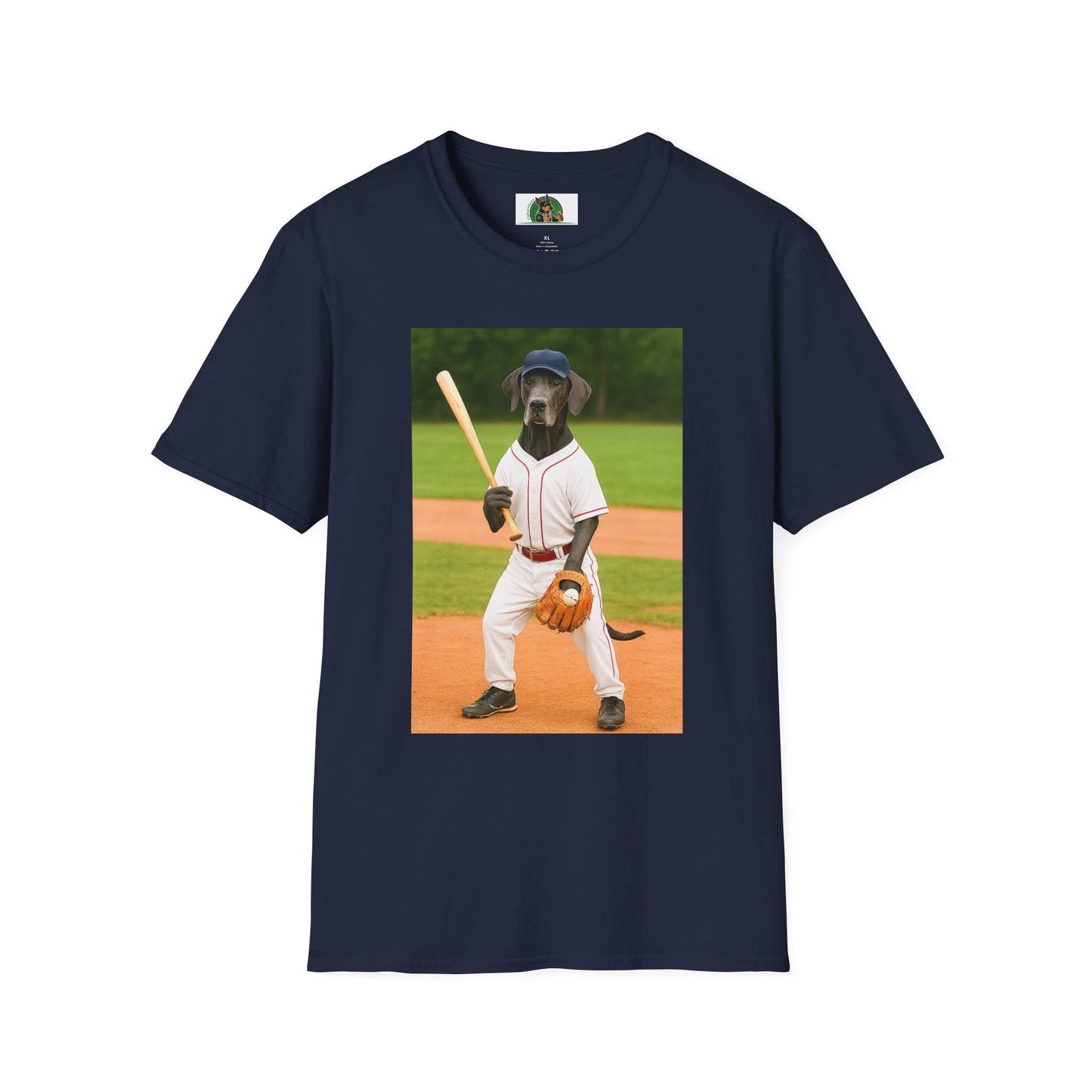 Great Dane Baseball T-Shirt — Sports Dog Tee T-Shirt Printify Navy S