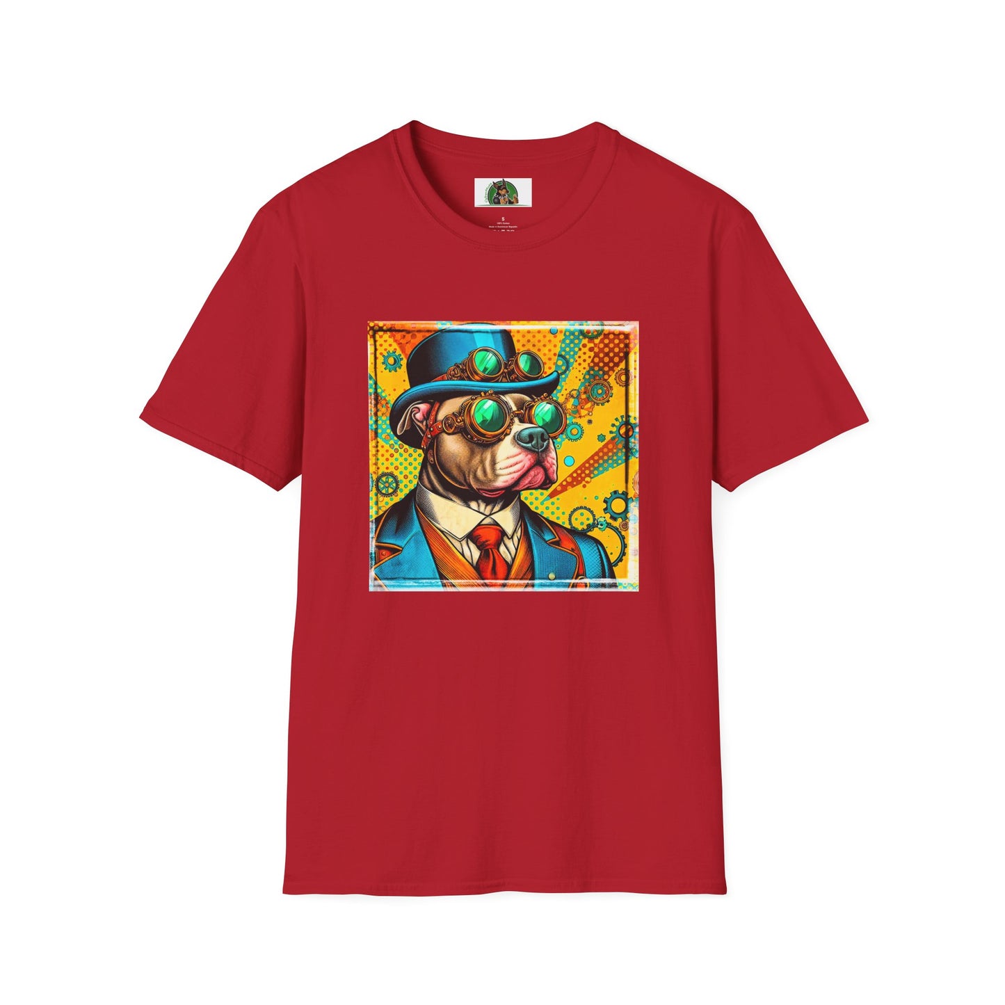 Pit Bull steam punk shirt T-Shirt Printify S Cherry Red