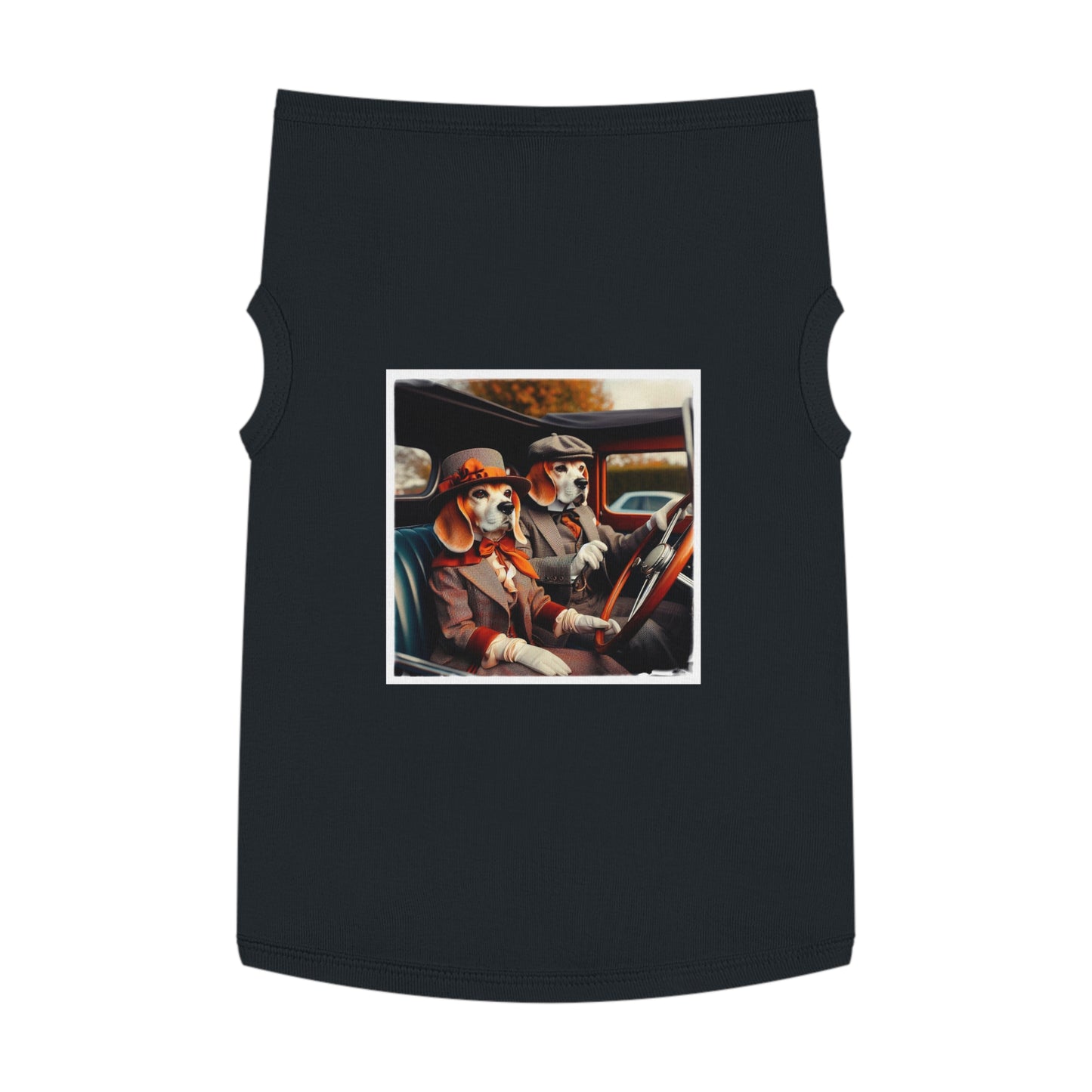 Pet Tank Top Wacky Beagle Dog Couple In Old Car Pets Printify   