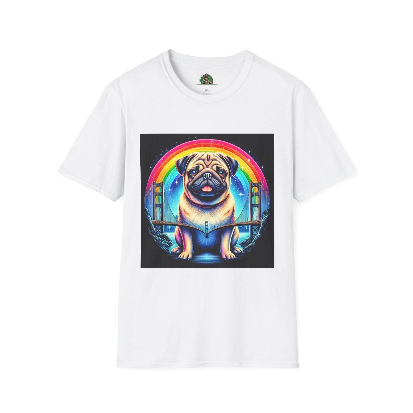 Pug Rainbow T-Shirt T-Shirt Printify XS White