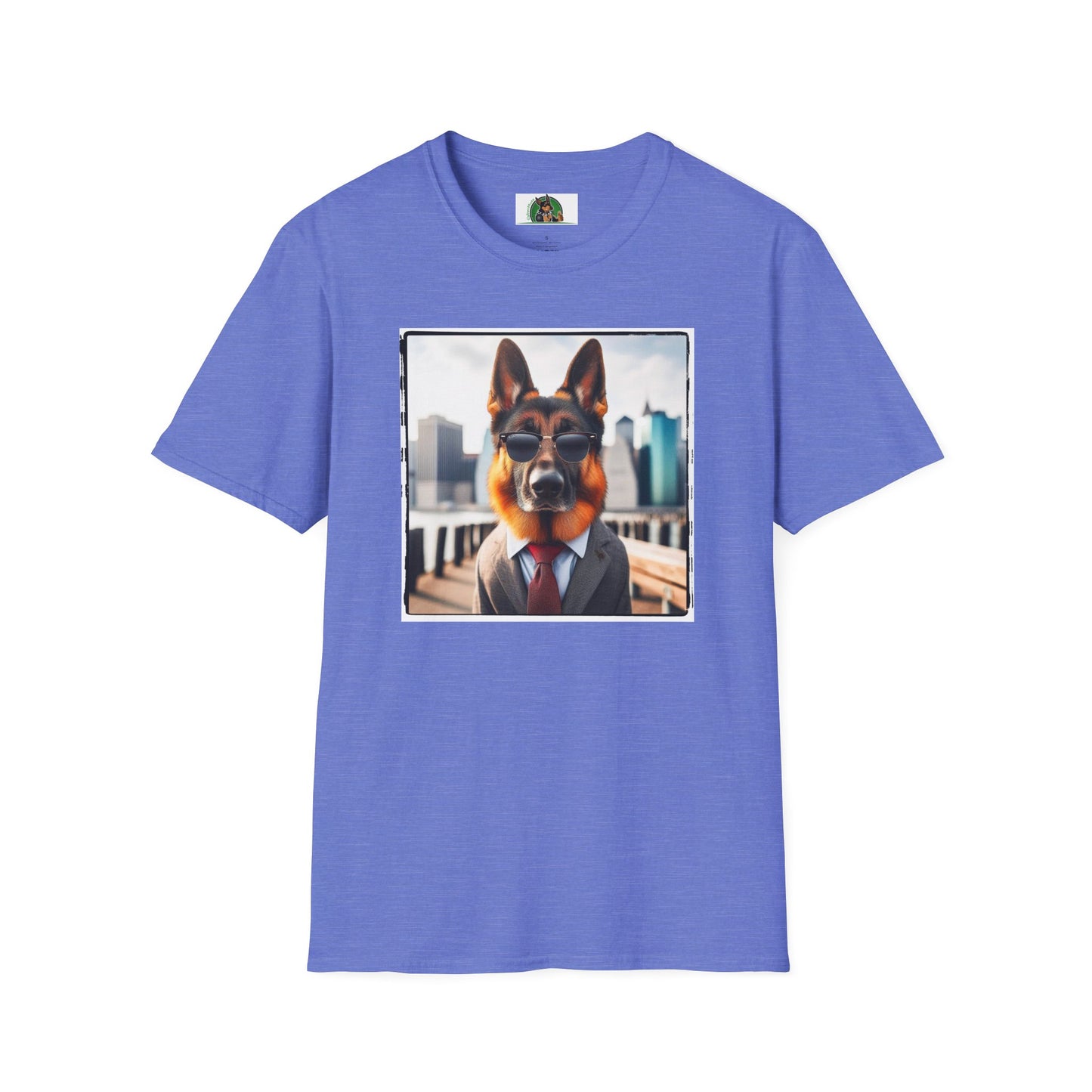 German Shepherd suit and tie shirt T-Shirt Printify Heather Royal S