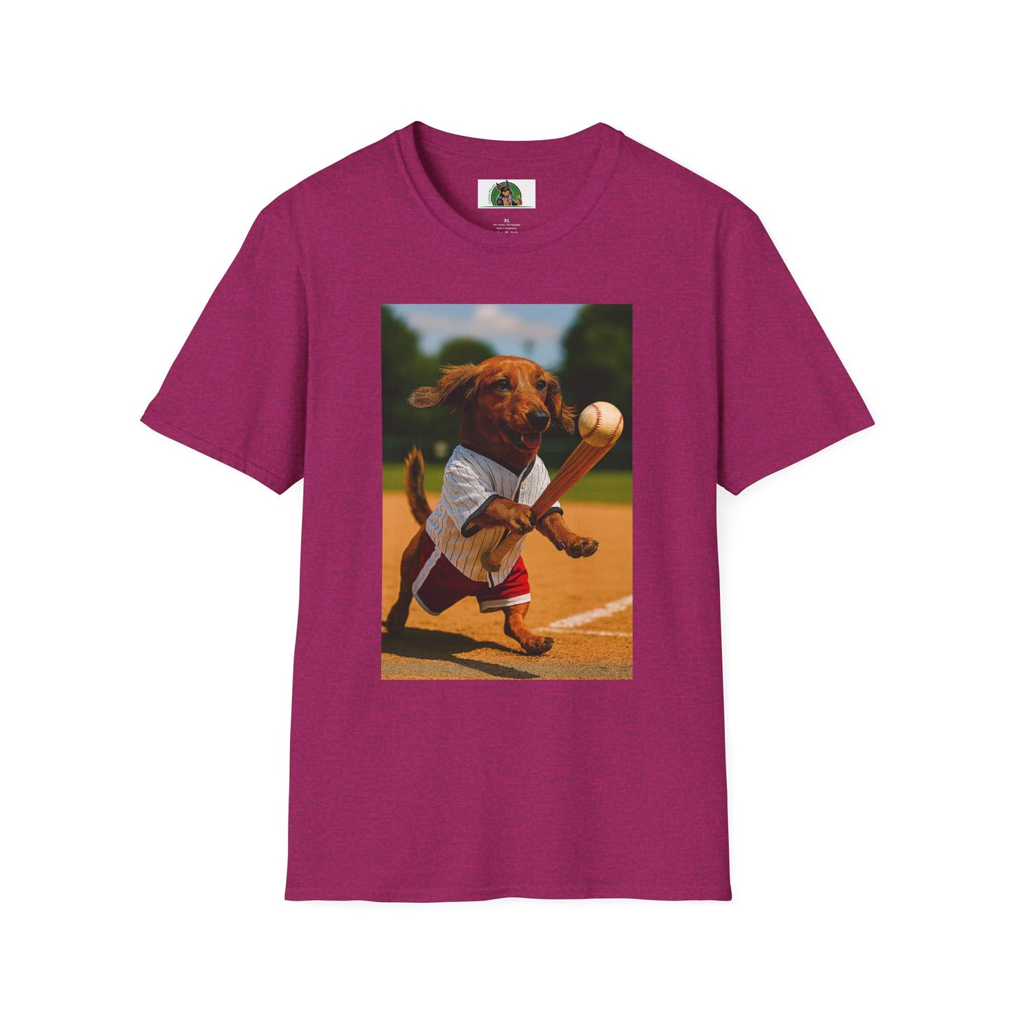 Sports Dachshund Baseball T-Shirt T-Shirt Printify Antique Heliconia S