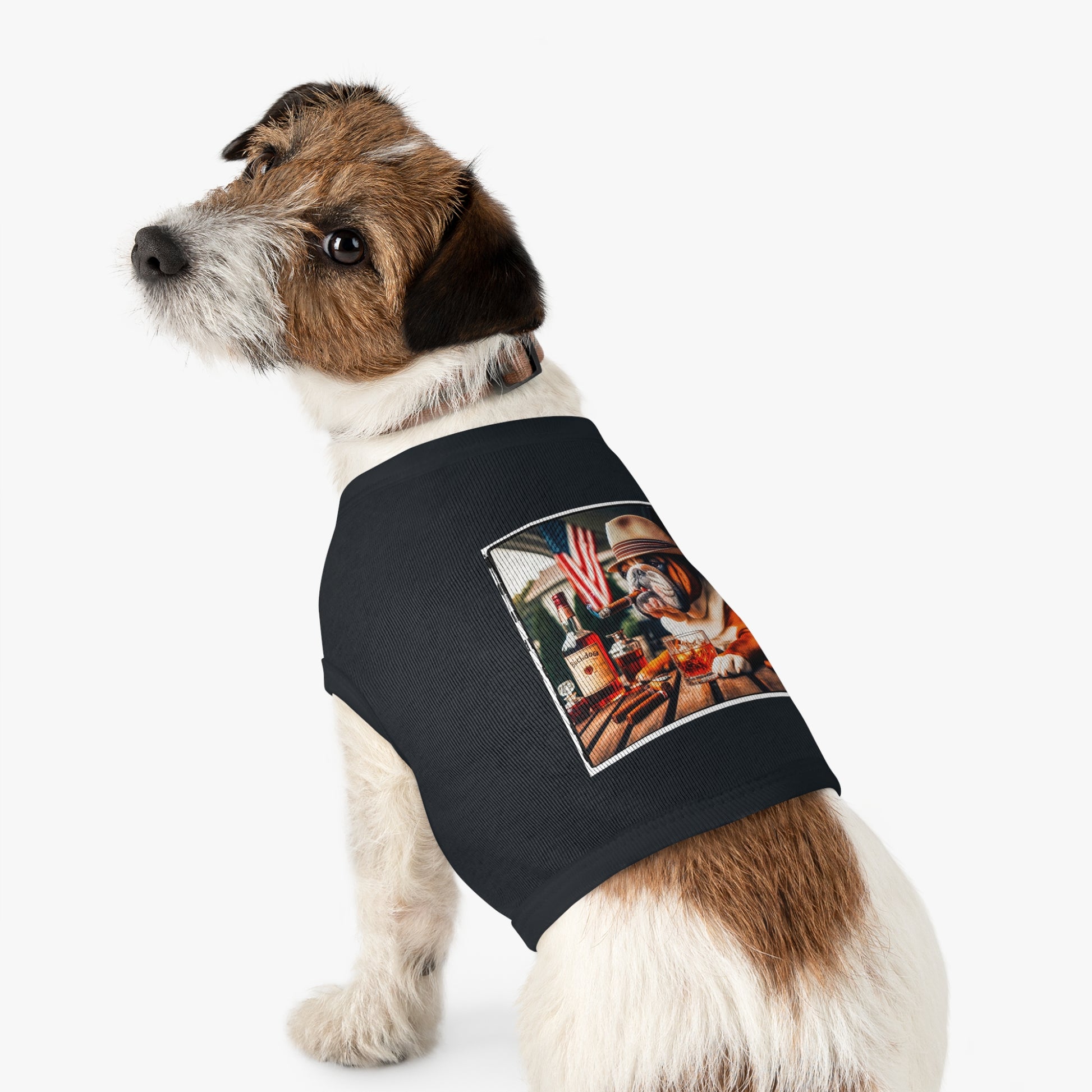 Pet Tank Top Bulldog cigar chilling t shirt Pets Printify