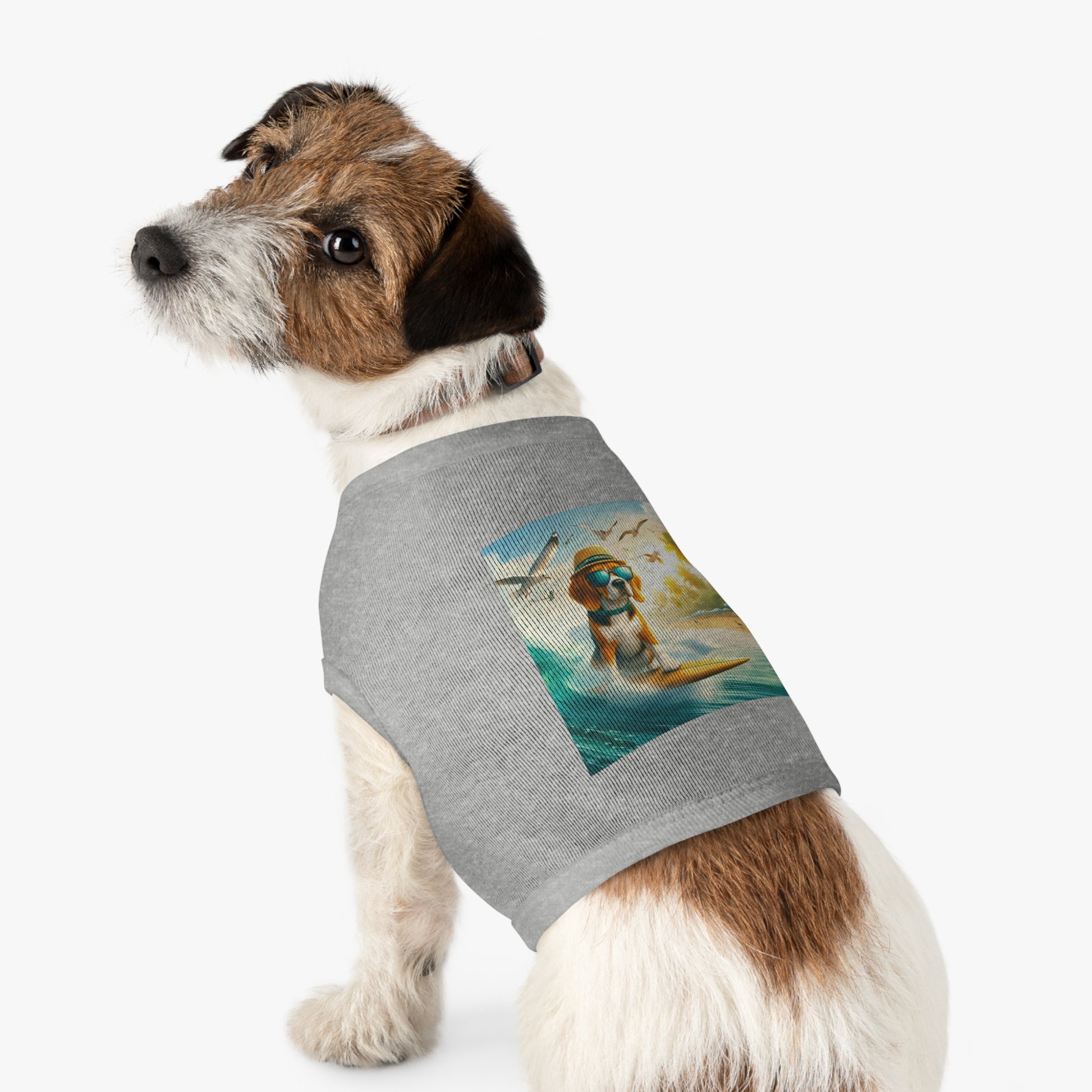 Pet Tank Top Beagle Surfer Dog Pets Printify   