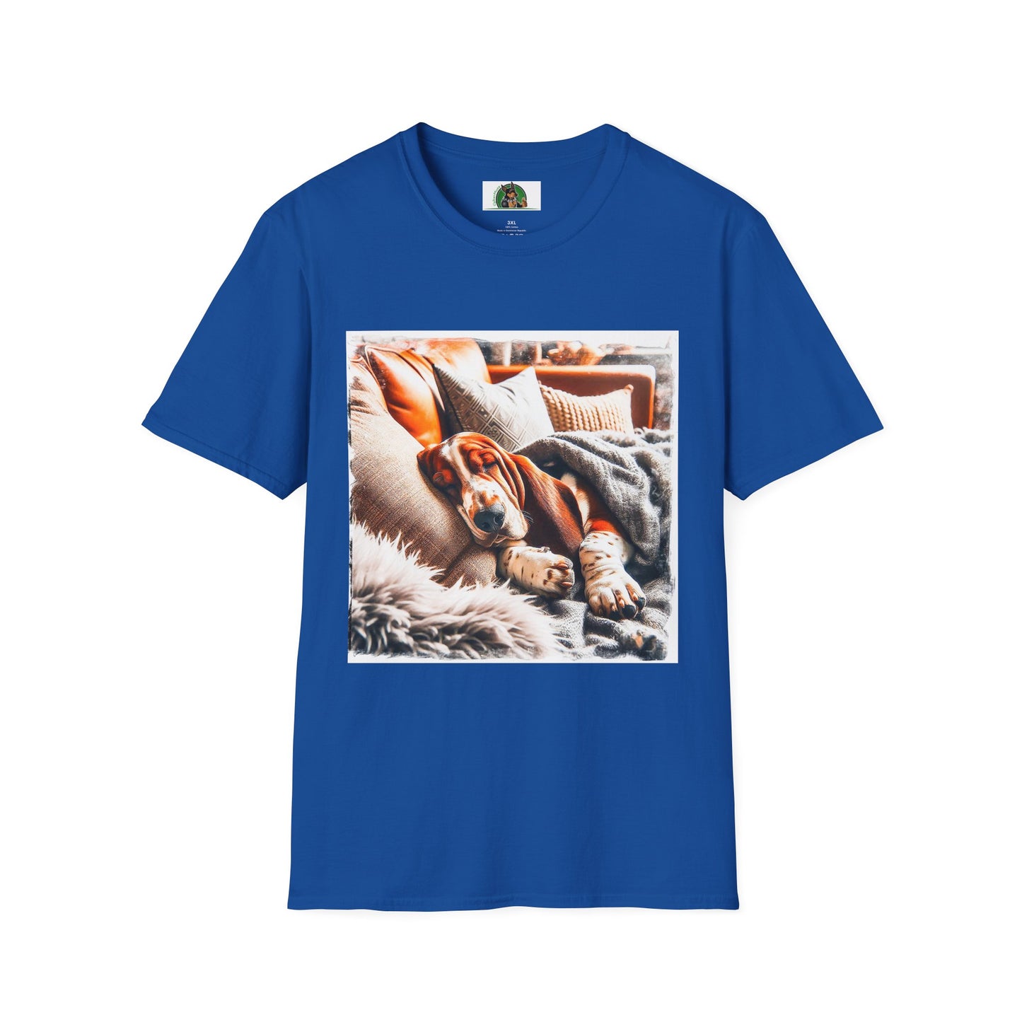 Basset Hound Sleeping On Couch Pic T-Shirt Printify XS Royal