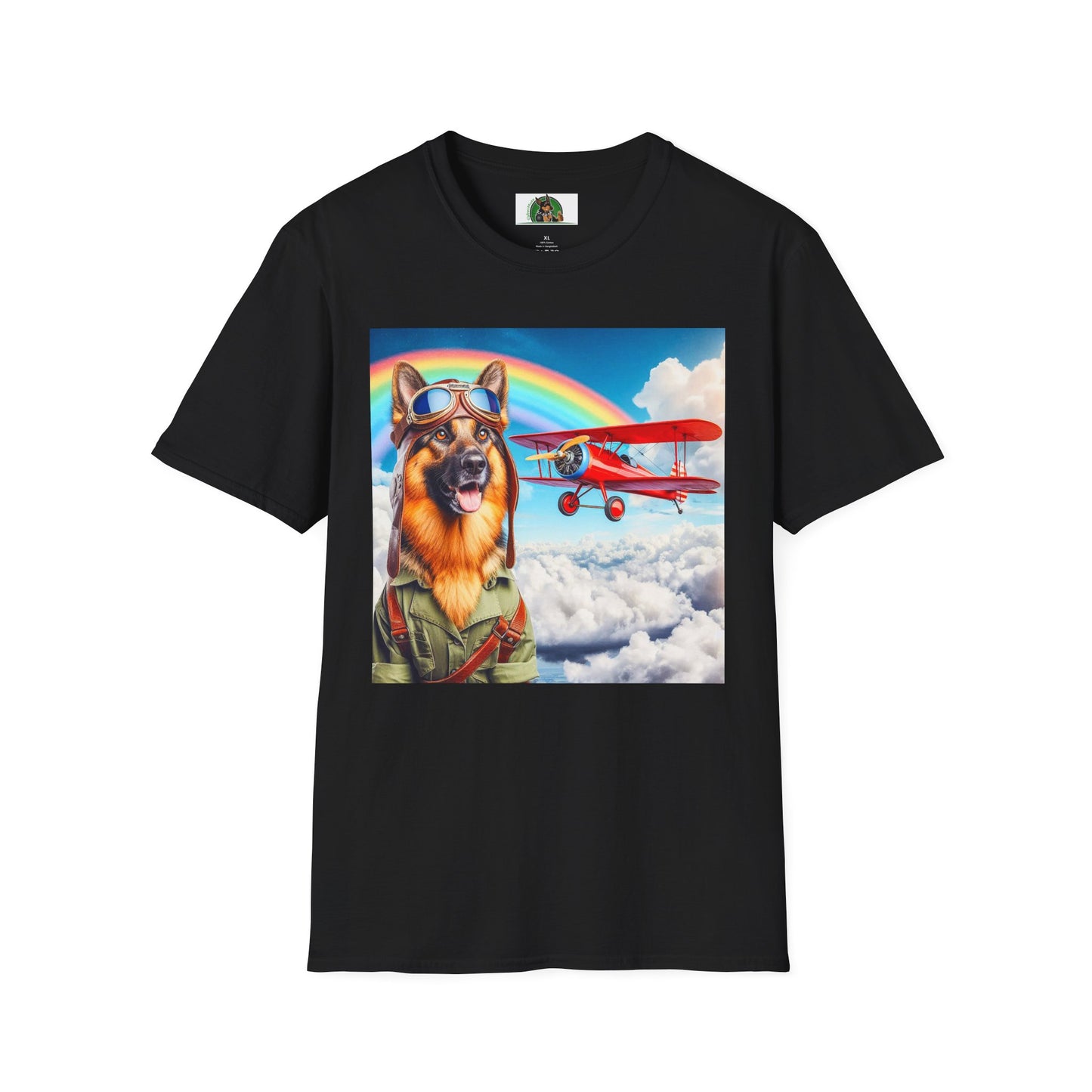 German Shepherd Pilot shirt T-Shirt Printify Black S