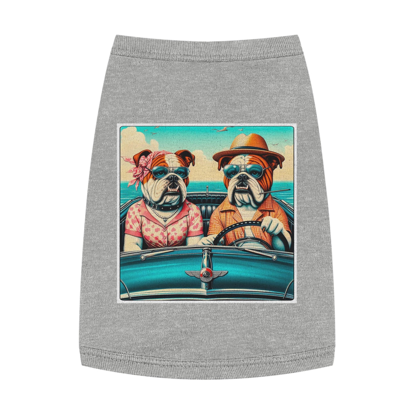 Wacky Pet Tank Top Bulldog vacationing couple t shirt Pets Printify M Heather
