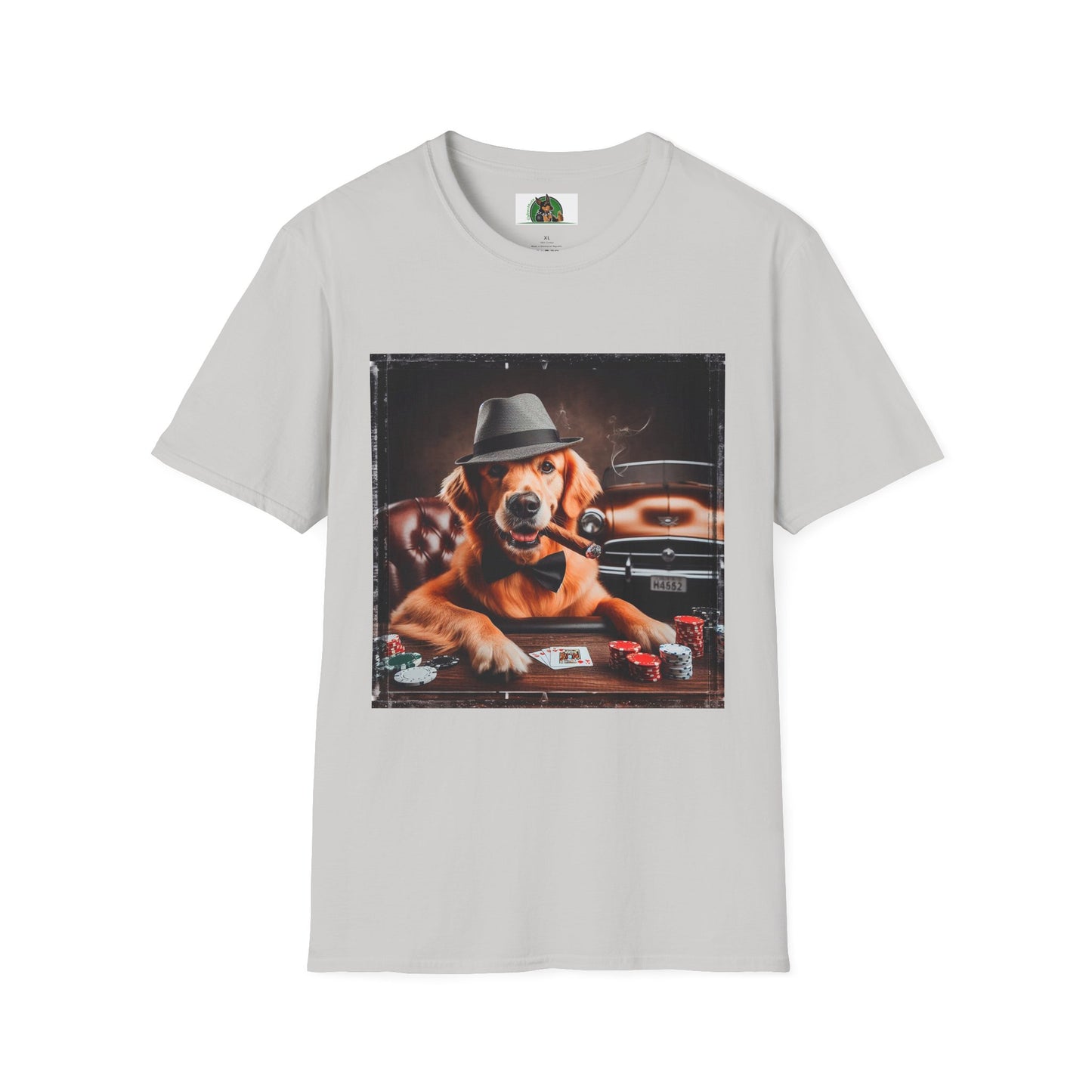 Golden Retriever playing poker shirt T-Shirt Printify S Ice Grey