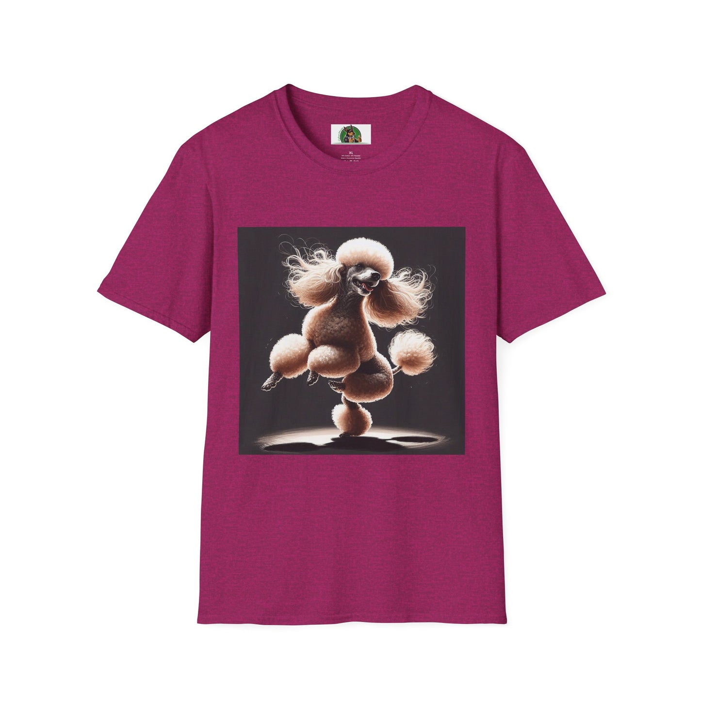 Dancing Poodle T-Shirt - Fun and Playful Animal Lover Top T-Shirt Printify S Antique Heliconia