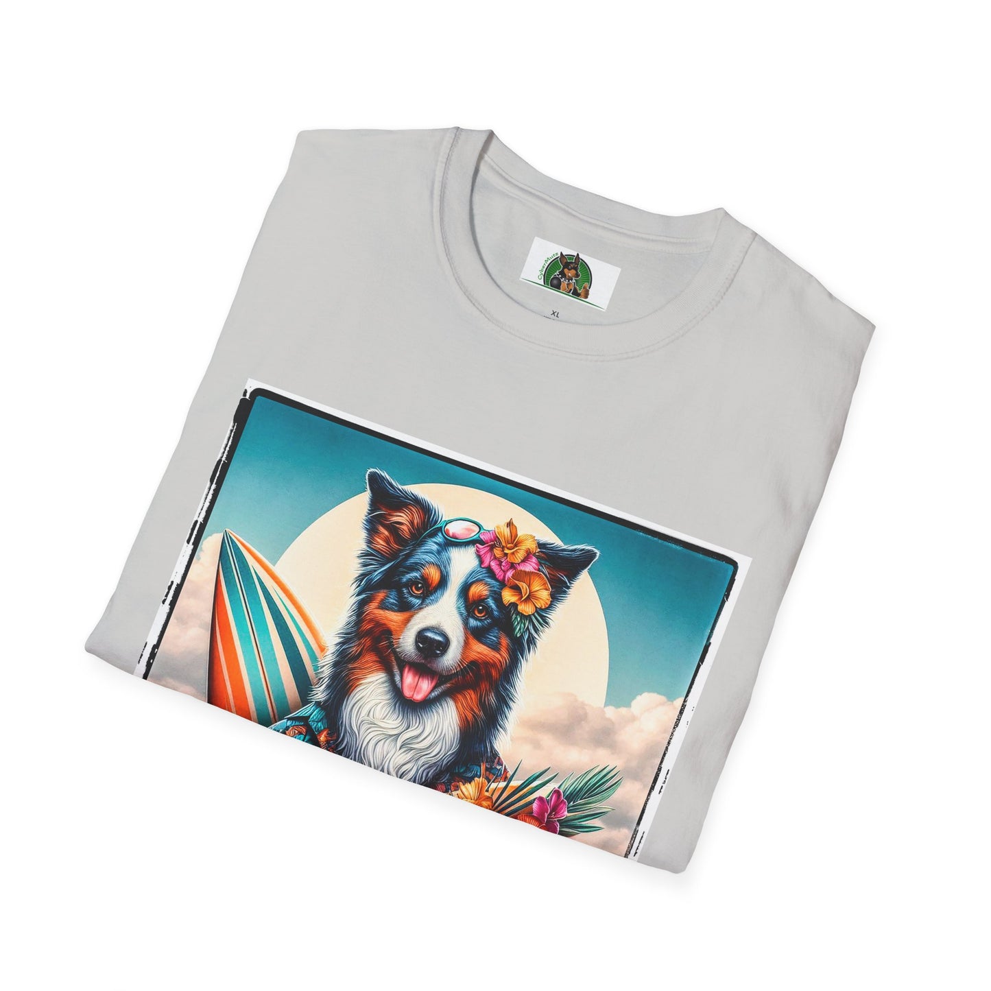 Australian Shepherd Floral Beach Surfer