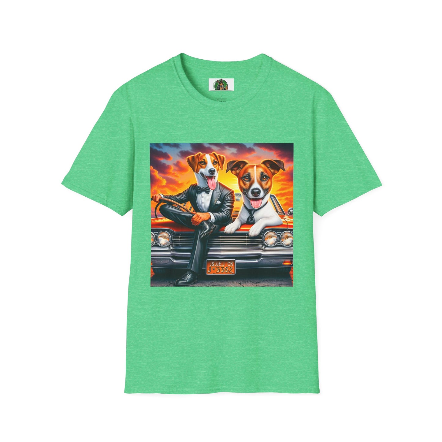 Wacky Jack Russell Cool Driver T-Shirt Printify S Heather Irish Green