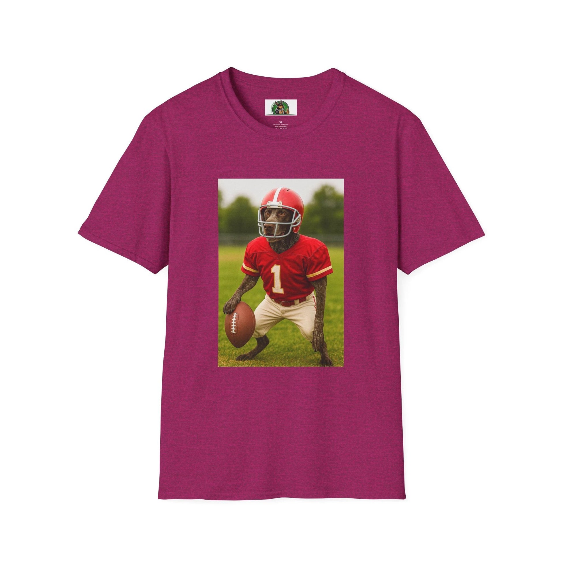 German Shorthaired Pointer Football T Shirt GSP Sports Tee Unisex Tailgate Shirt T-Shirt Printify Antique Heliconia S