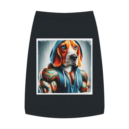 Pet Tank Top Beagle Muscle Dog Wearing Hoodie Pets Printify   