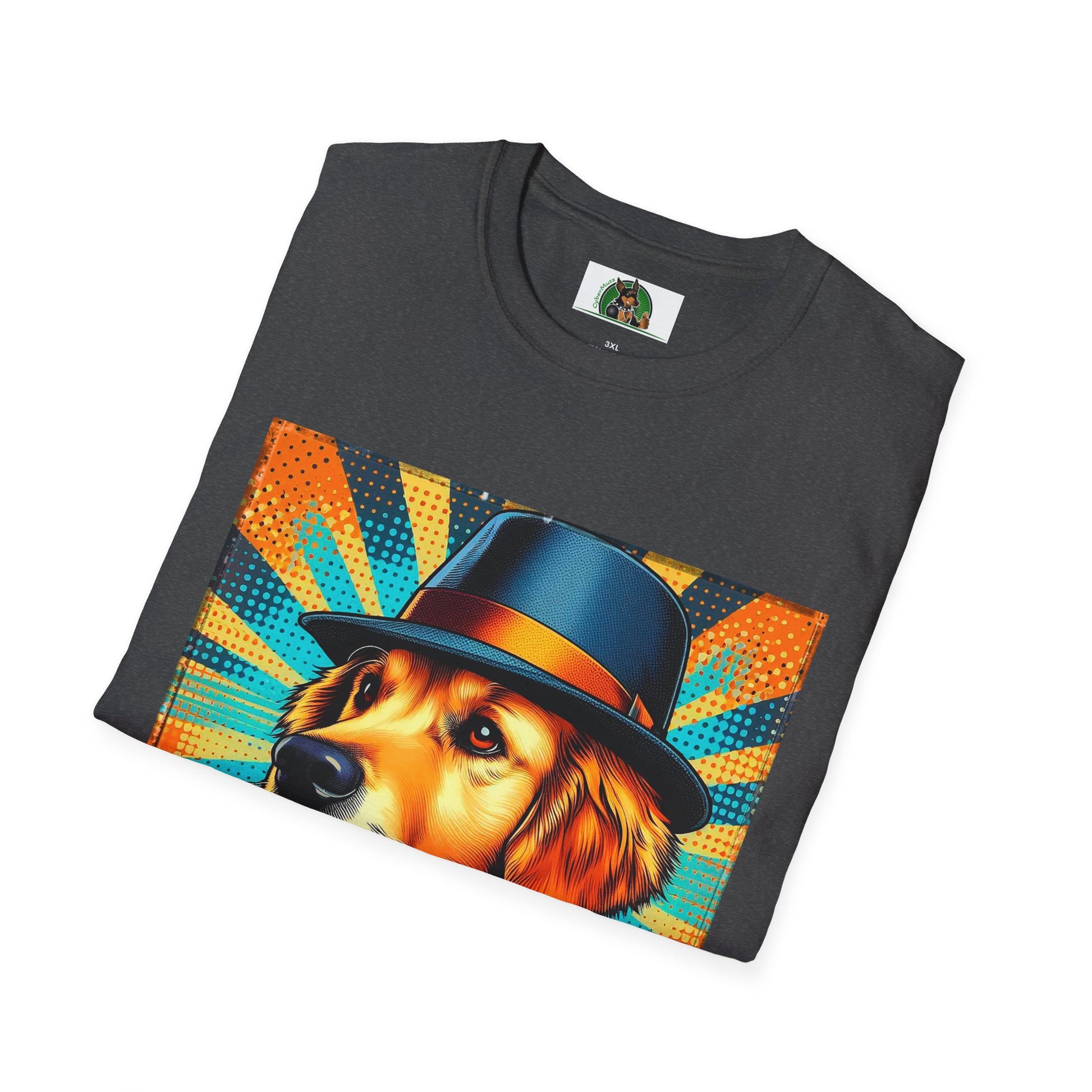 Golden Retriever fun top hat shirt T-Shirt Printify