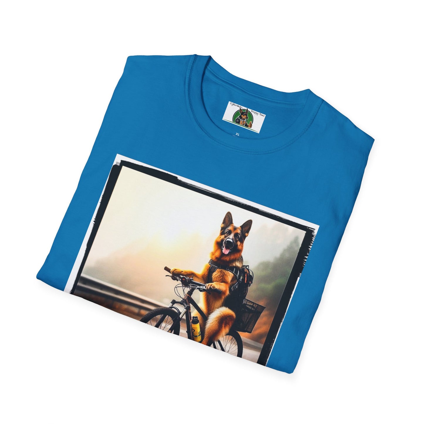 Road Bike German Shepherd Unisex Softstyle T-Shirt