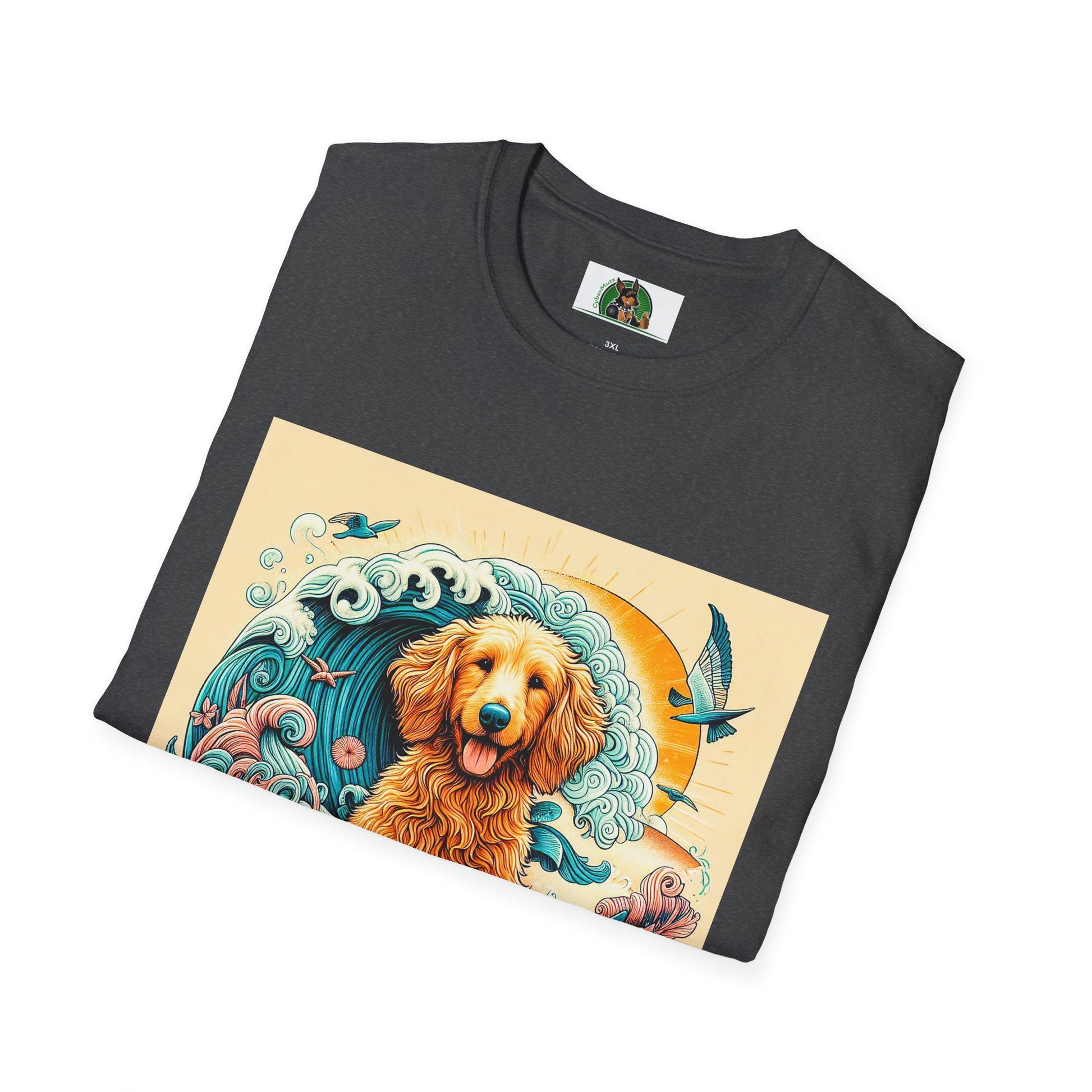 Golden Doodle surfing fun shirt T-Shirt Printify