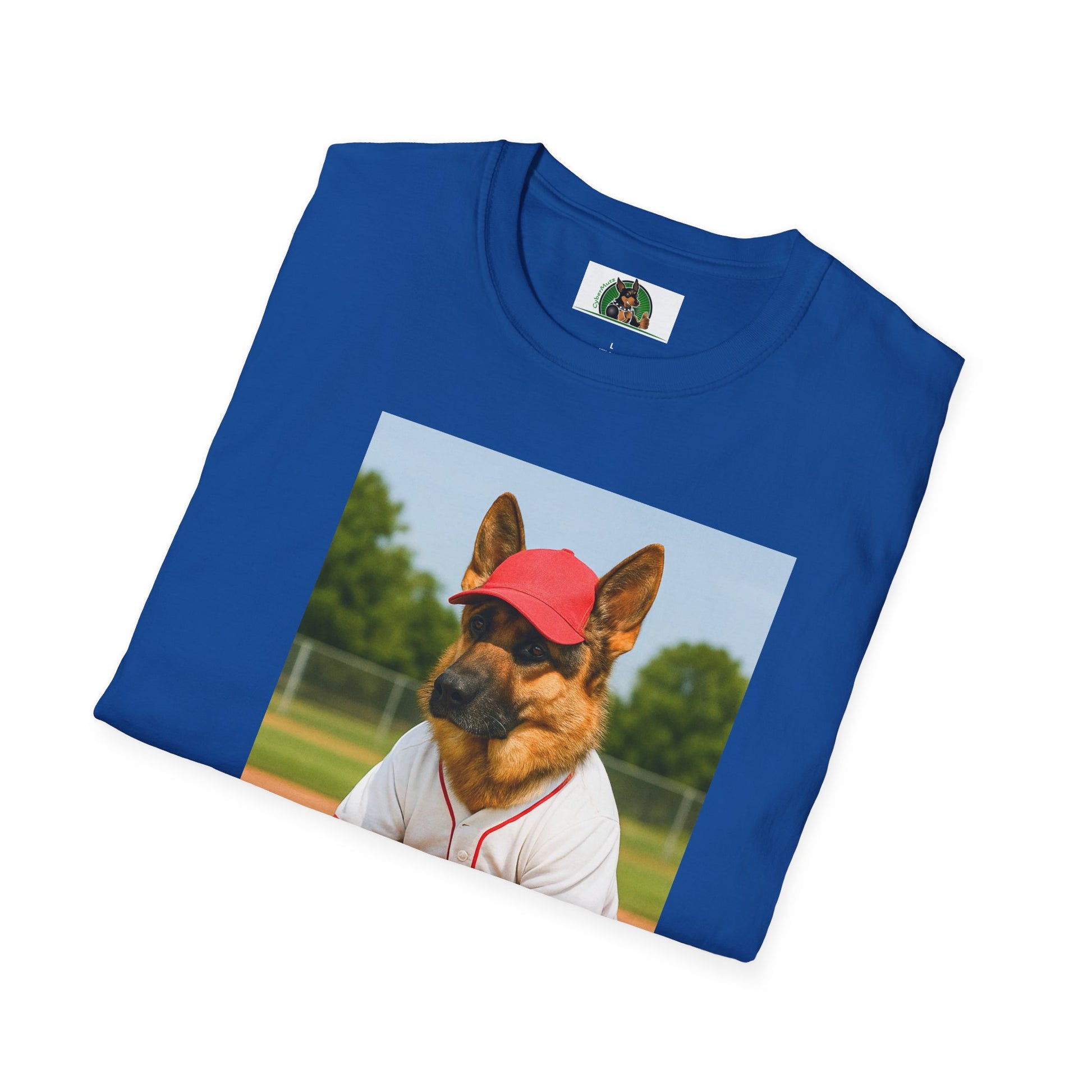 German Shepherd Playing Baseball T-Shirt — Sports Dog Tee T-Shirt Printify