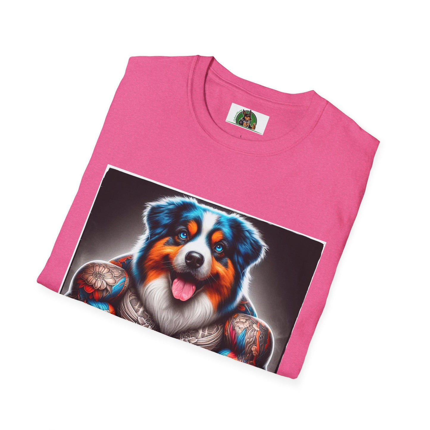 Australian Shepherd Bright Tattoo Buff Dog T-Shirt Printify   