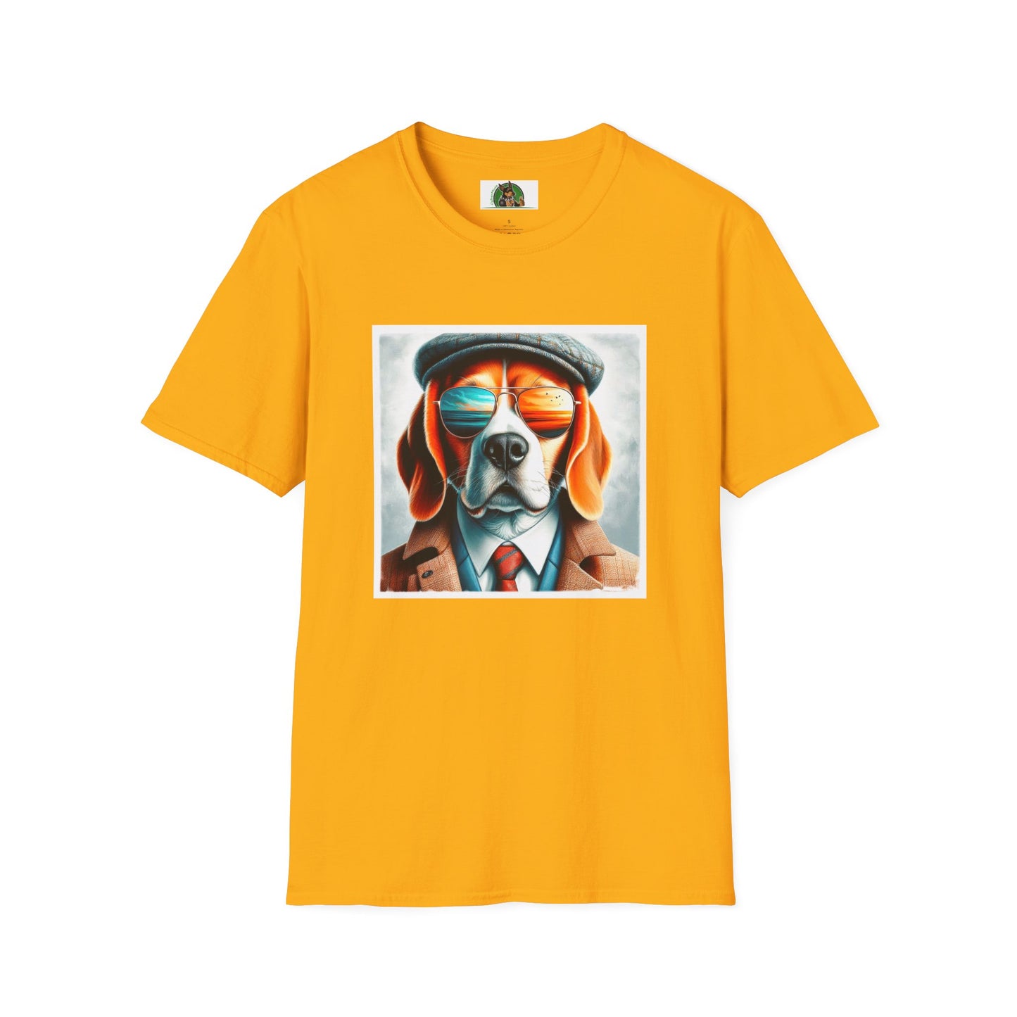 Beagle Wearing Sport Coat And Shades T-Shirt Printify S Gold 